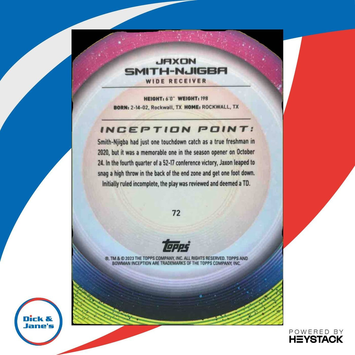 2022 Bowman University Inception Jaxon Smith-Njigba #72