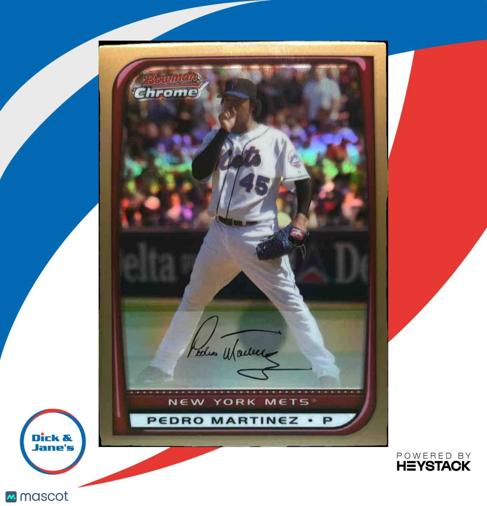 2008 Bowman Chrome Pedro Martinez Gold Refractor 20/50 #186 New York Mets