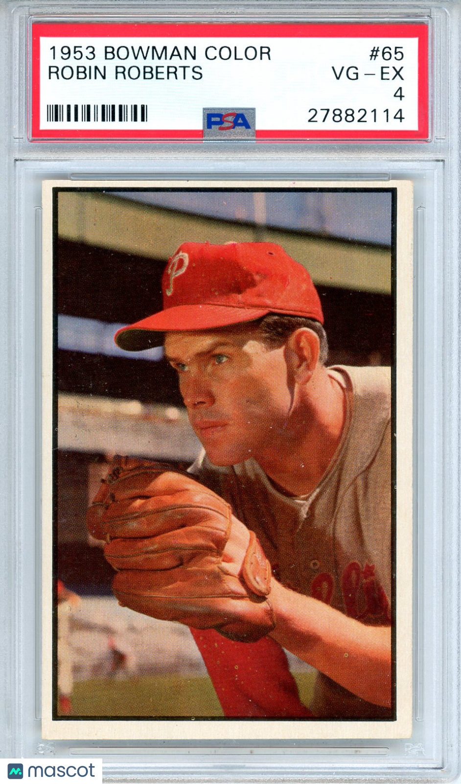 1953 Bowman Color Robin Roberts #65 PSA 4 Philadelphia Phillies GREAT COLOR!