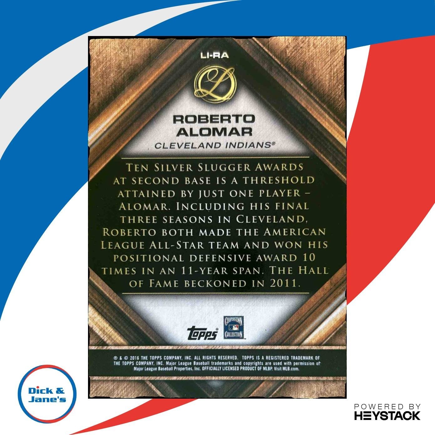 2016 Topps Legacies of Baseball Roberto Alomar Lasting Imprints /99 Indians