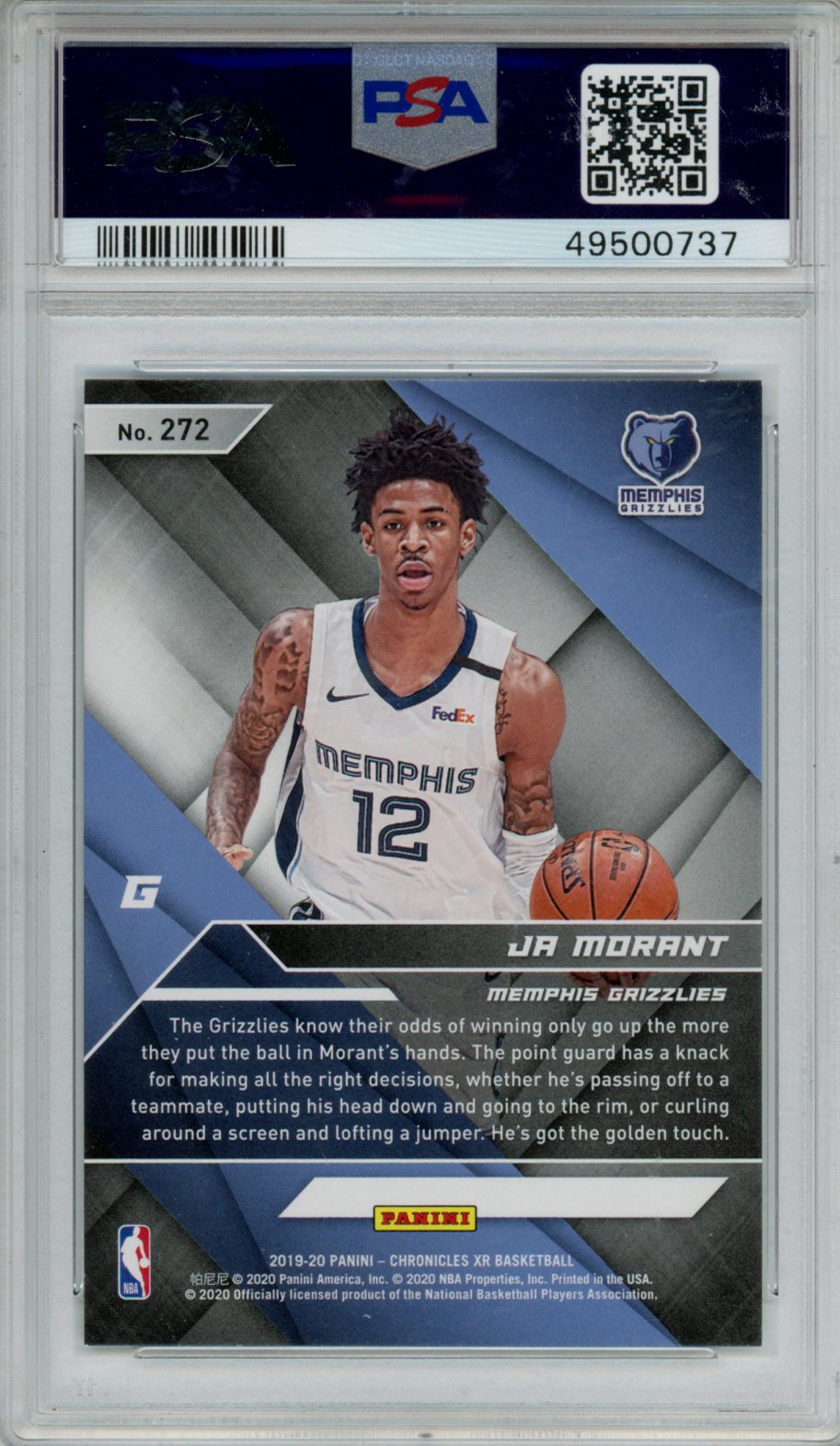 2019 Panini Chronicles Ja Morant Rookie #272 PSA 9 Memphis Grizzlies