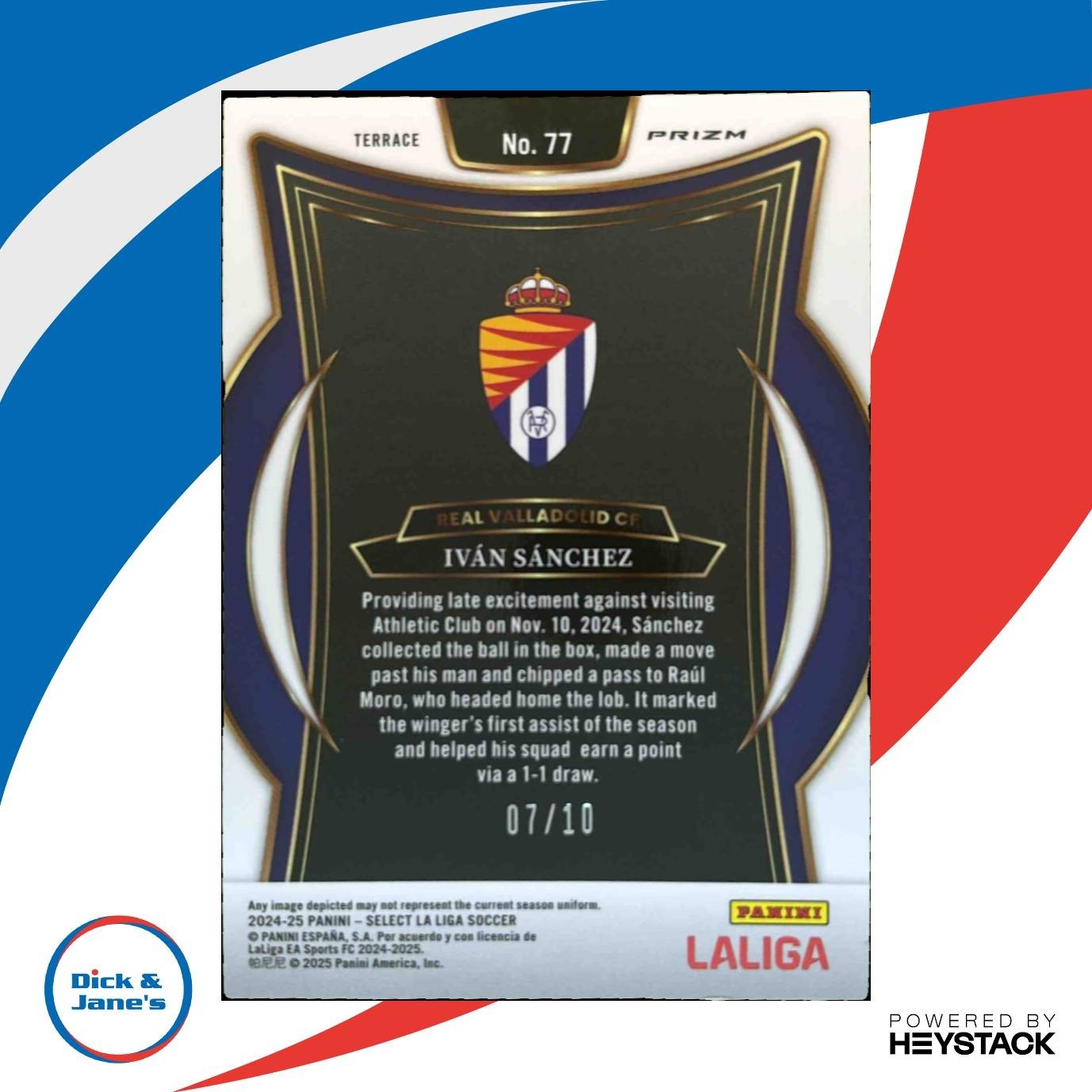 2024-25 Panini Select La Liga Ivan Sanchez Gold /10 #77 Terrace Real Valladolid