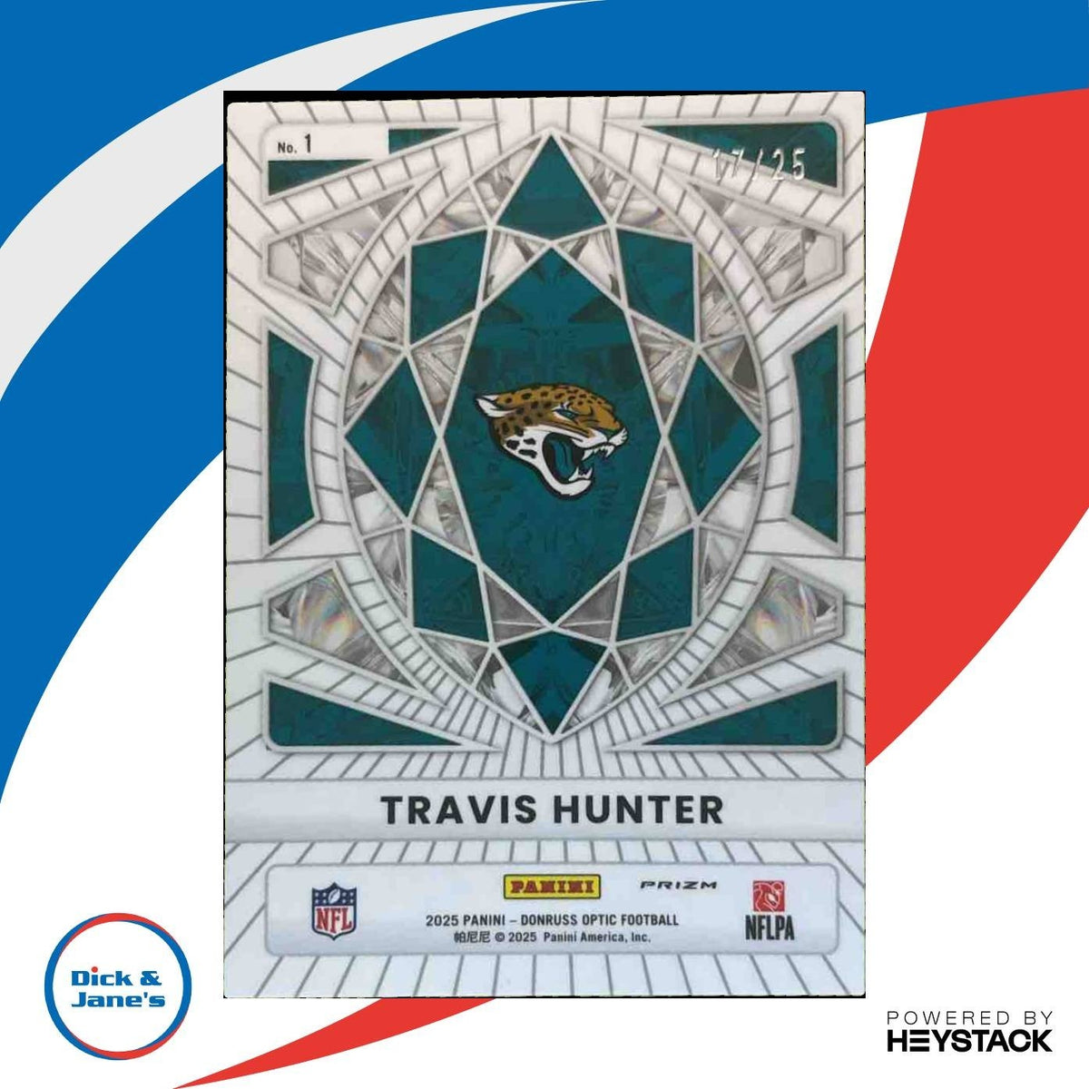 2025 Donruss Optic Travis Hunter Diamond Hands Purple /25 RC Jacksonville Jaguar