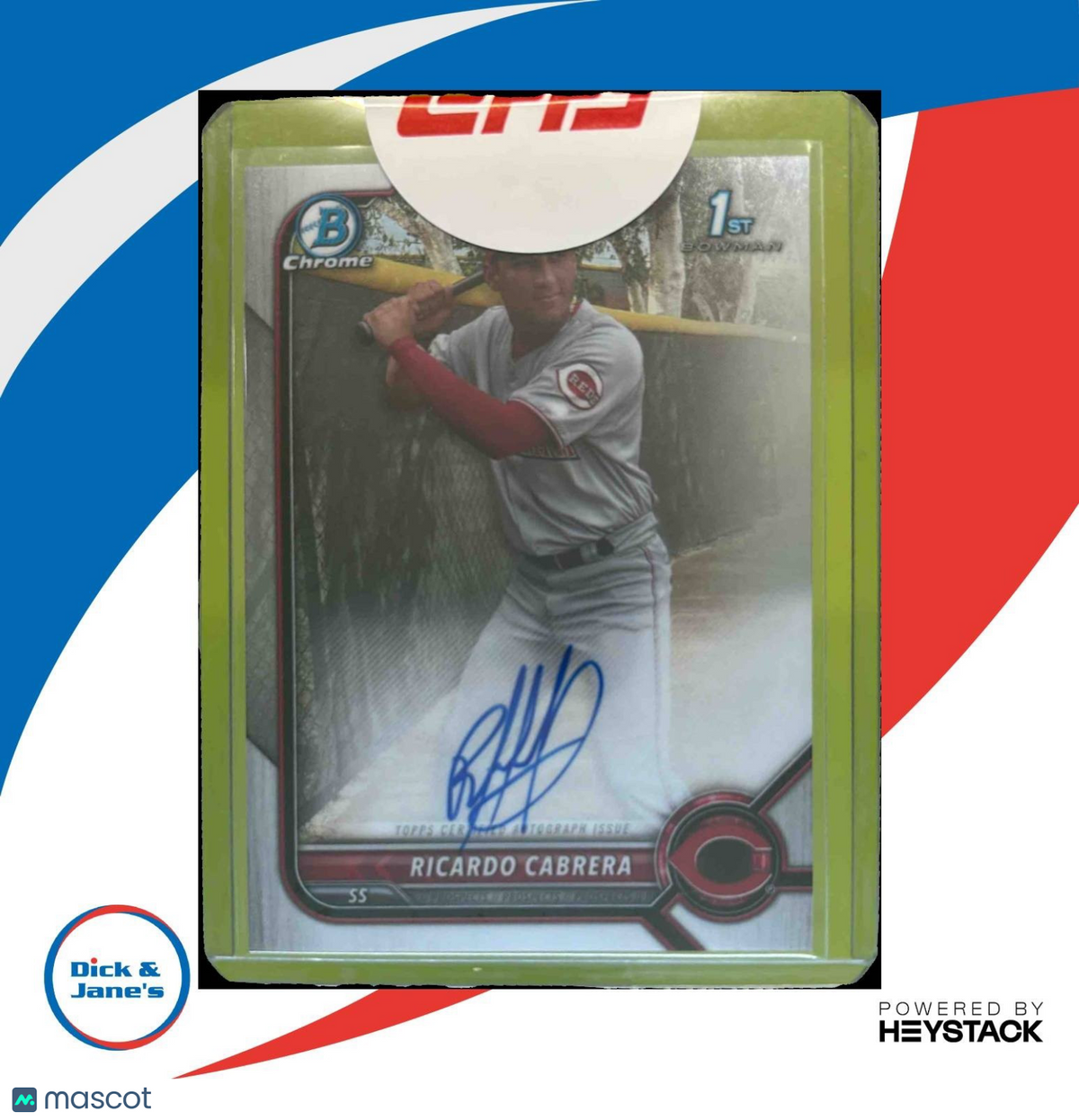 2022 Bowman Chrome Ricardo Cabrera Auto #CPA-RCA 1st Prospect Cincinnati Reds