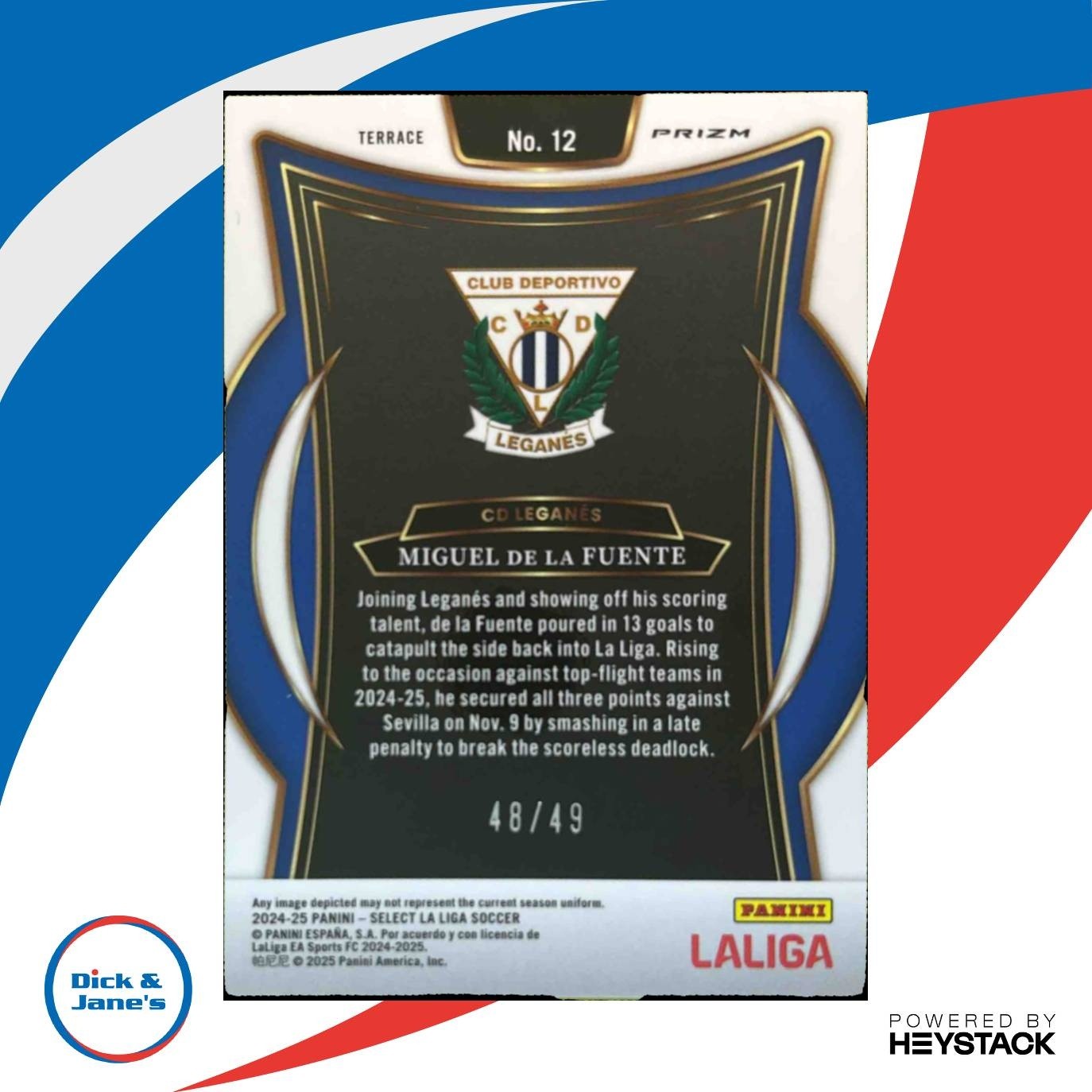 2024-25 Select La Liga Miguel de la Fuente Orange /49 #12 Terrace CD Leganes