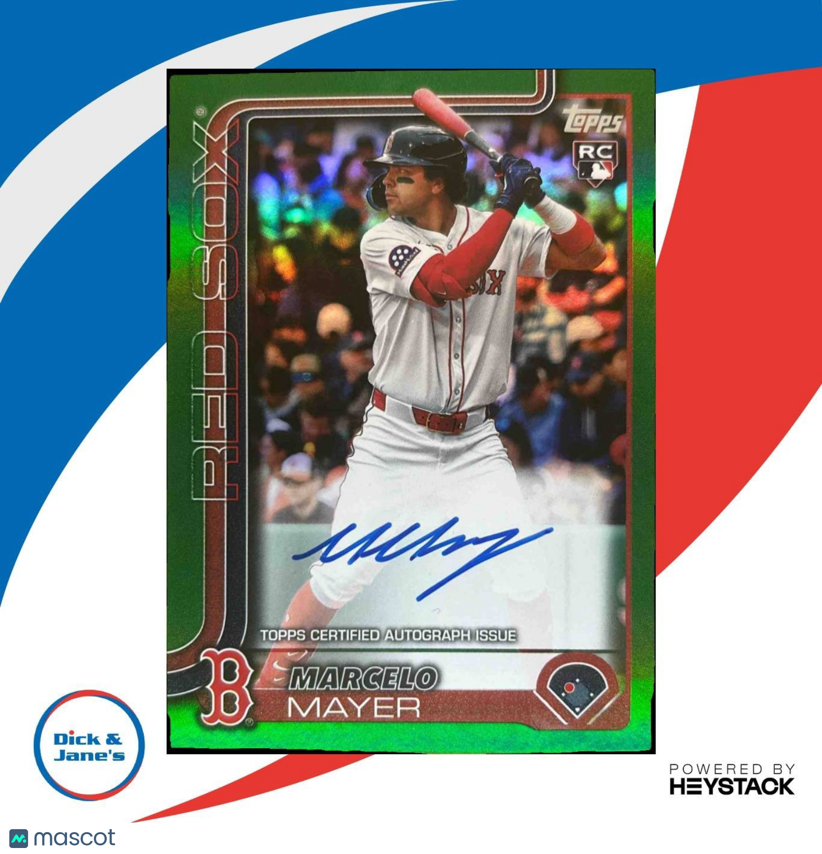 2025 Topps Update Marcelo Mayer Real One Auto Green Foil /99 #US105 RC Red Sox