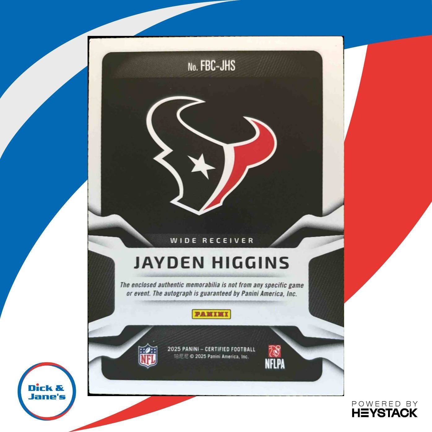 2025 Certified Jayden Higgins Freshman Fabric Mirror Signatures Orange /249 RC