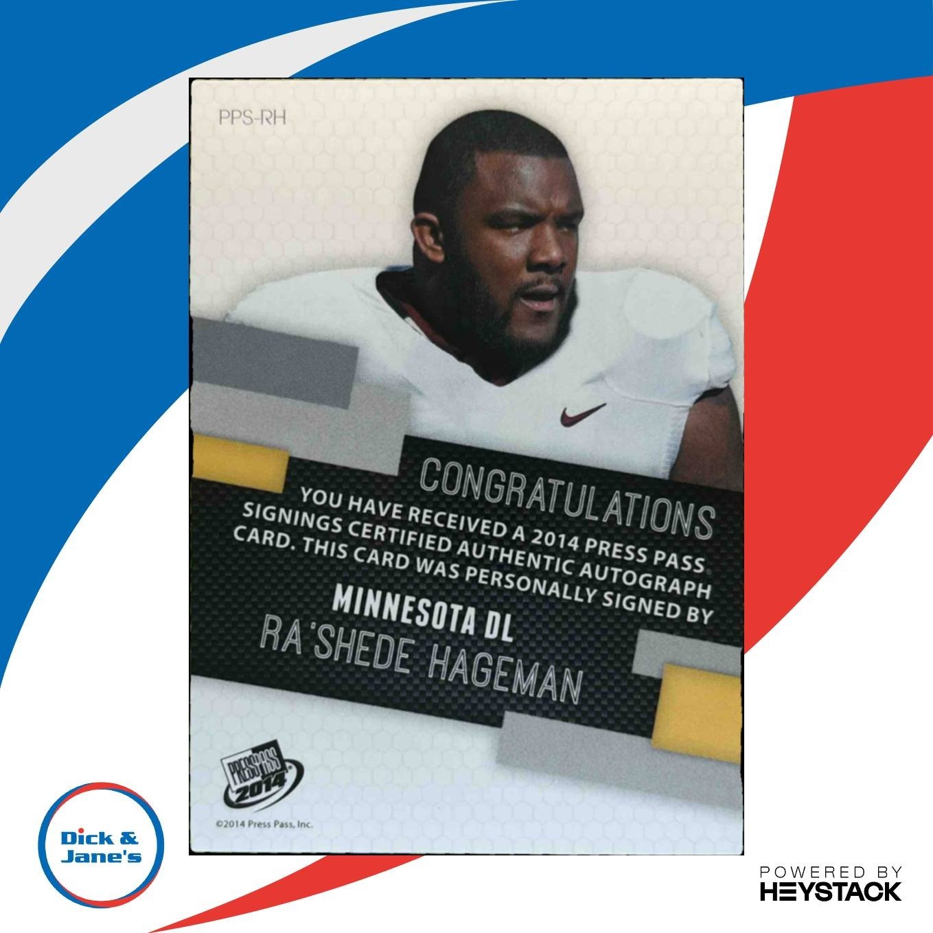 2014 Press Pass Ra Shede Hageman Auto Gold /99 #PPS-RH