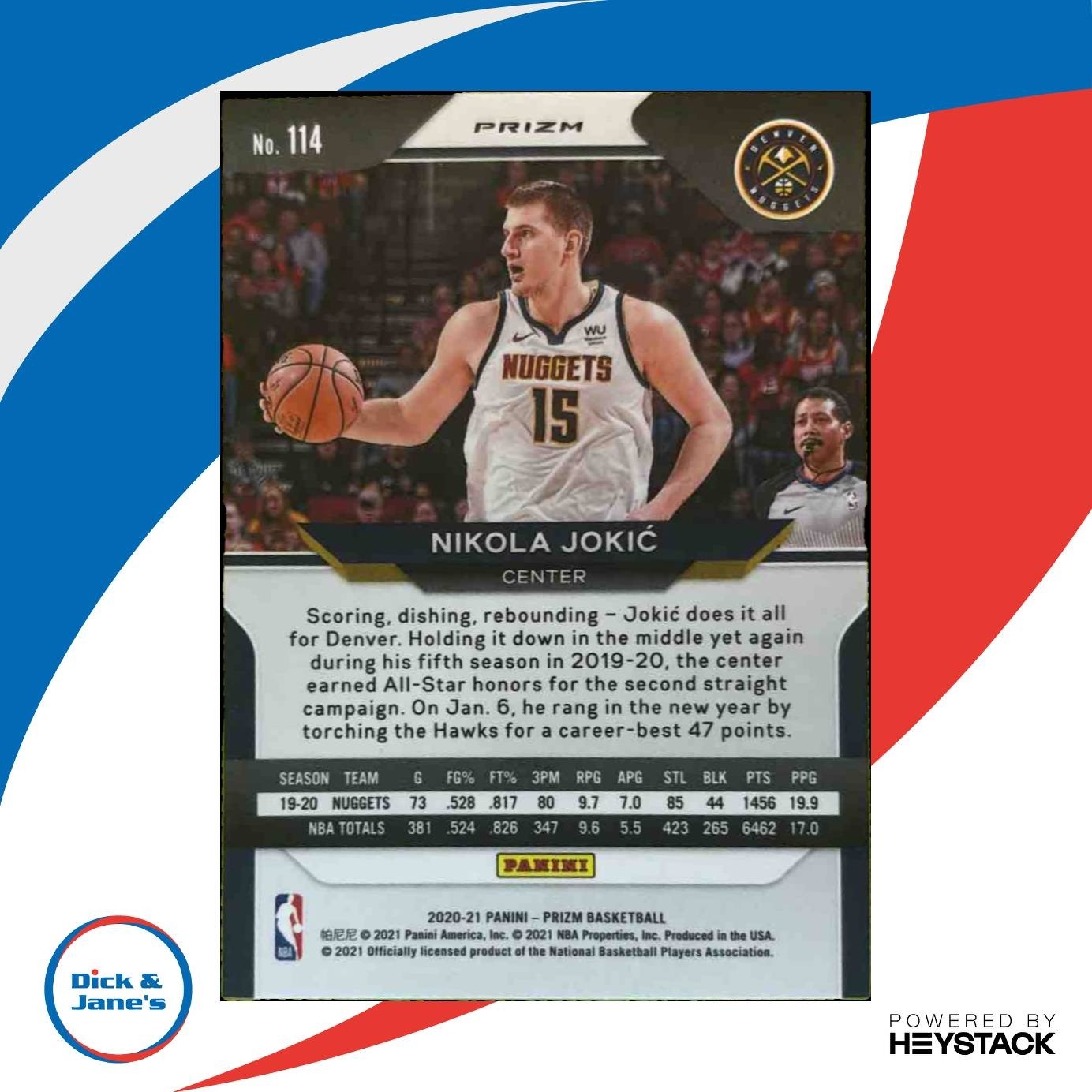 2020-21 Panini Prizm Nikola Jokic Pink Ice Prizms #114 Denver Nuggets