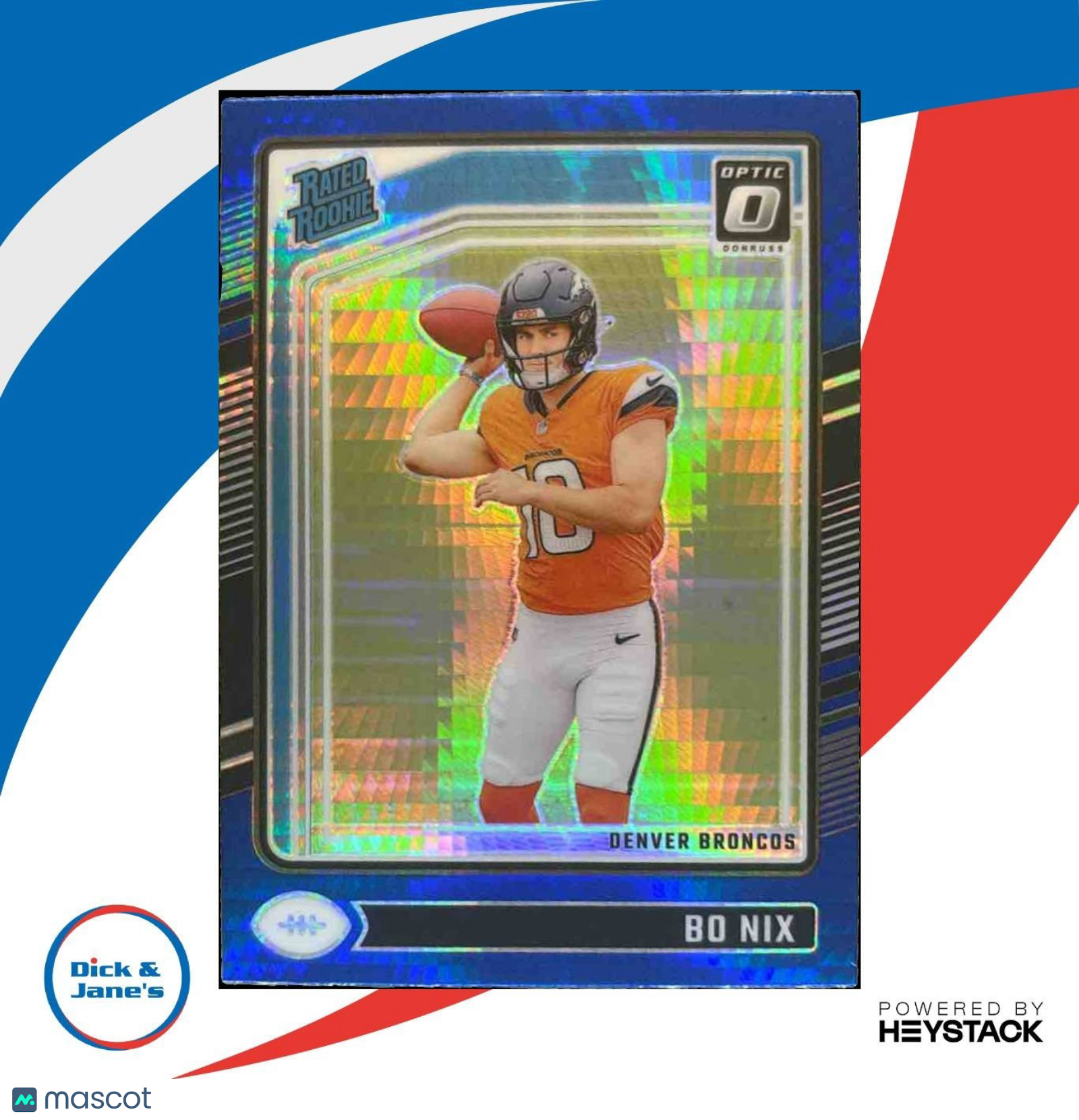 2024 Panini Donruss Optic Bo Nix Blue Hyper #209 Rated Rookie Denver Broncos