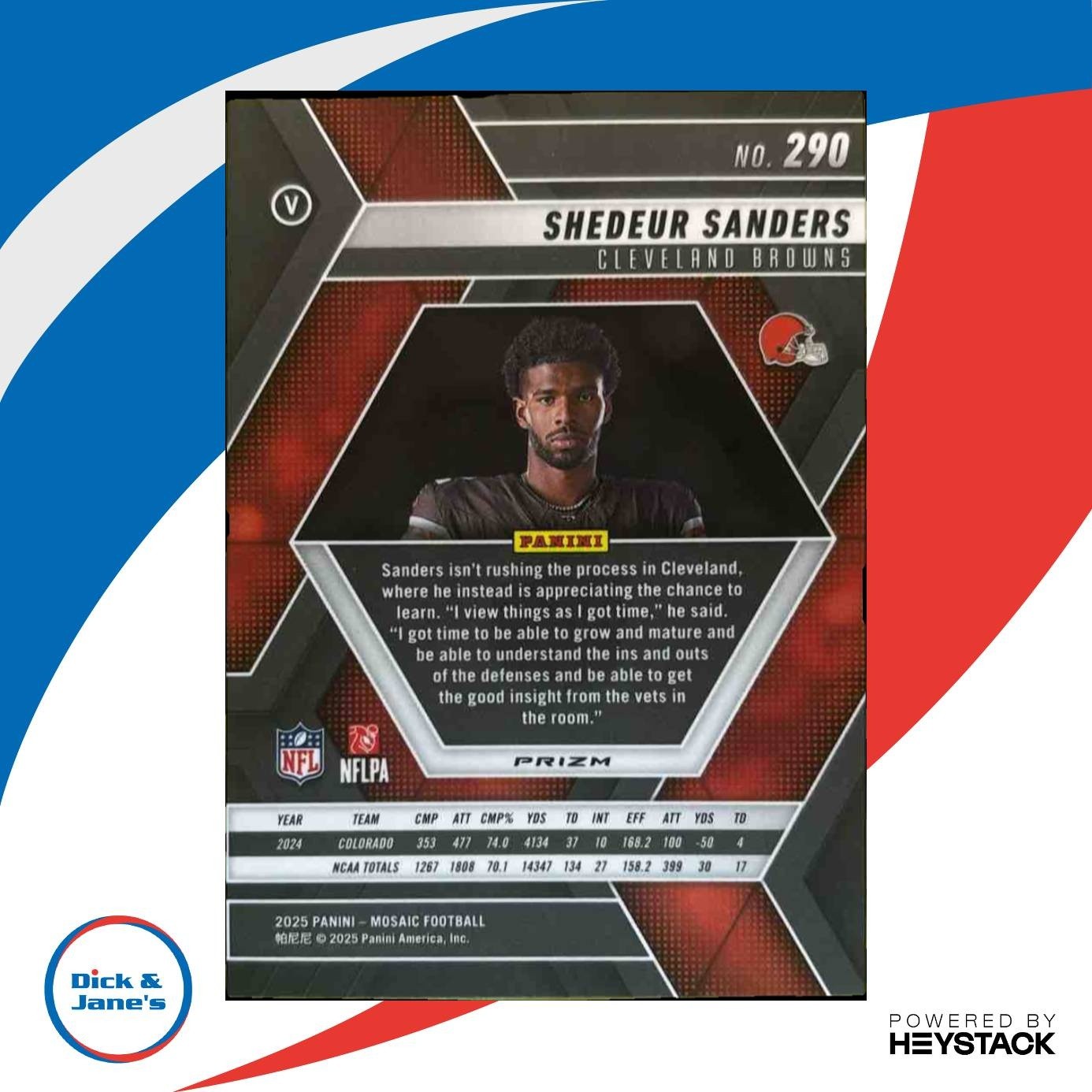 2025 Panini Mosaic Shedeur Sanders Rookie Variation Red #290 RC Cleveland Browns