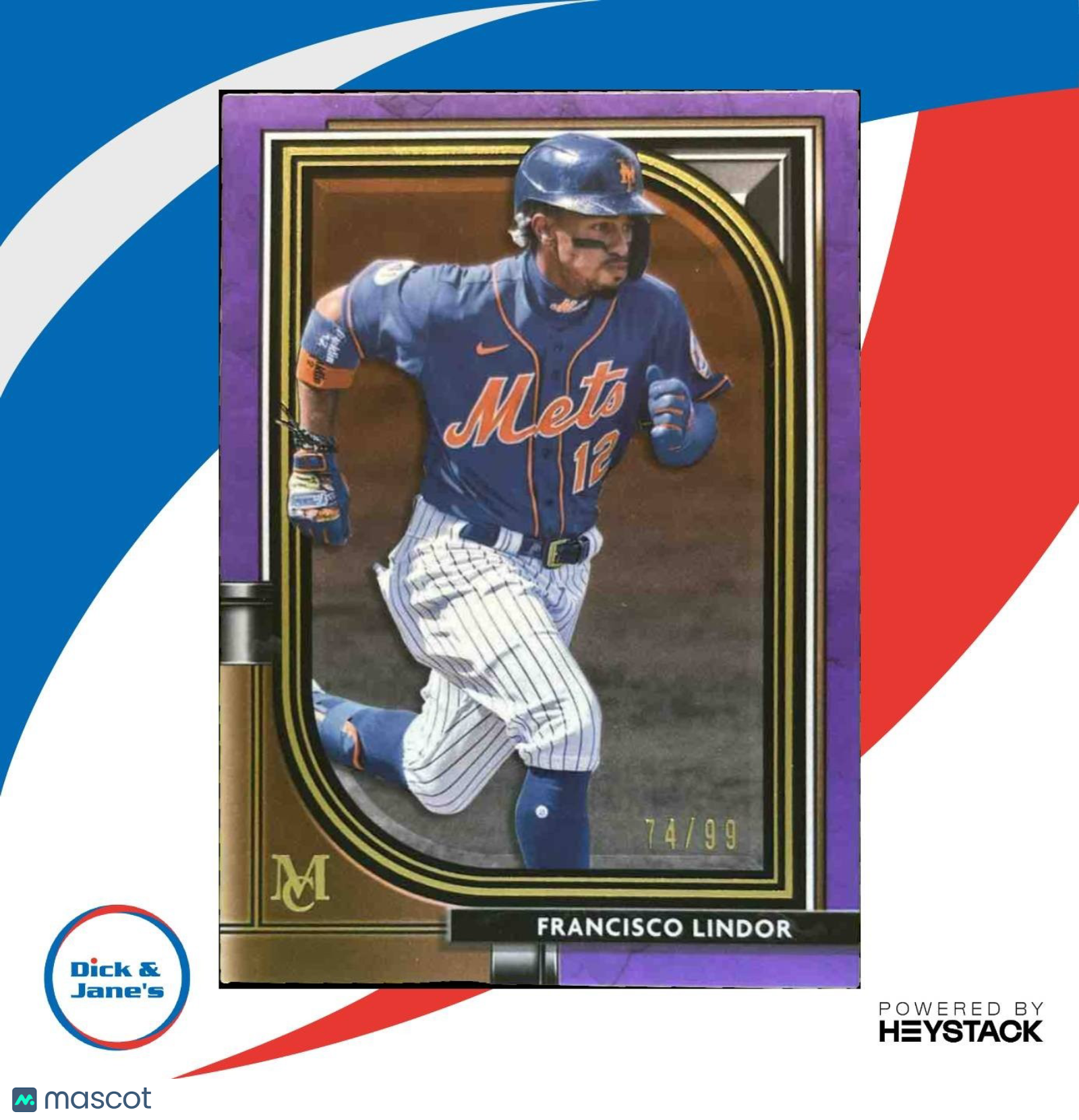 2021 Topps Museum Collection Francisco Lindor Amethyst 74/99 #74 New York Mets