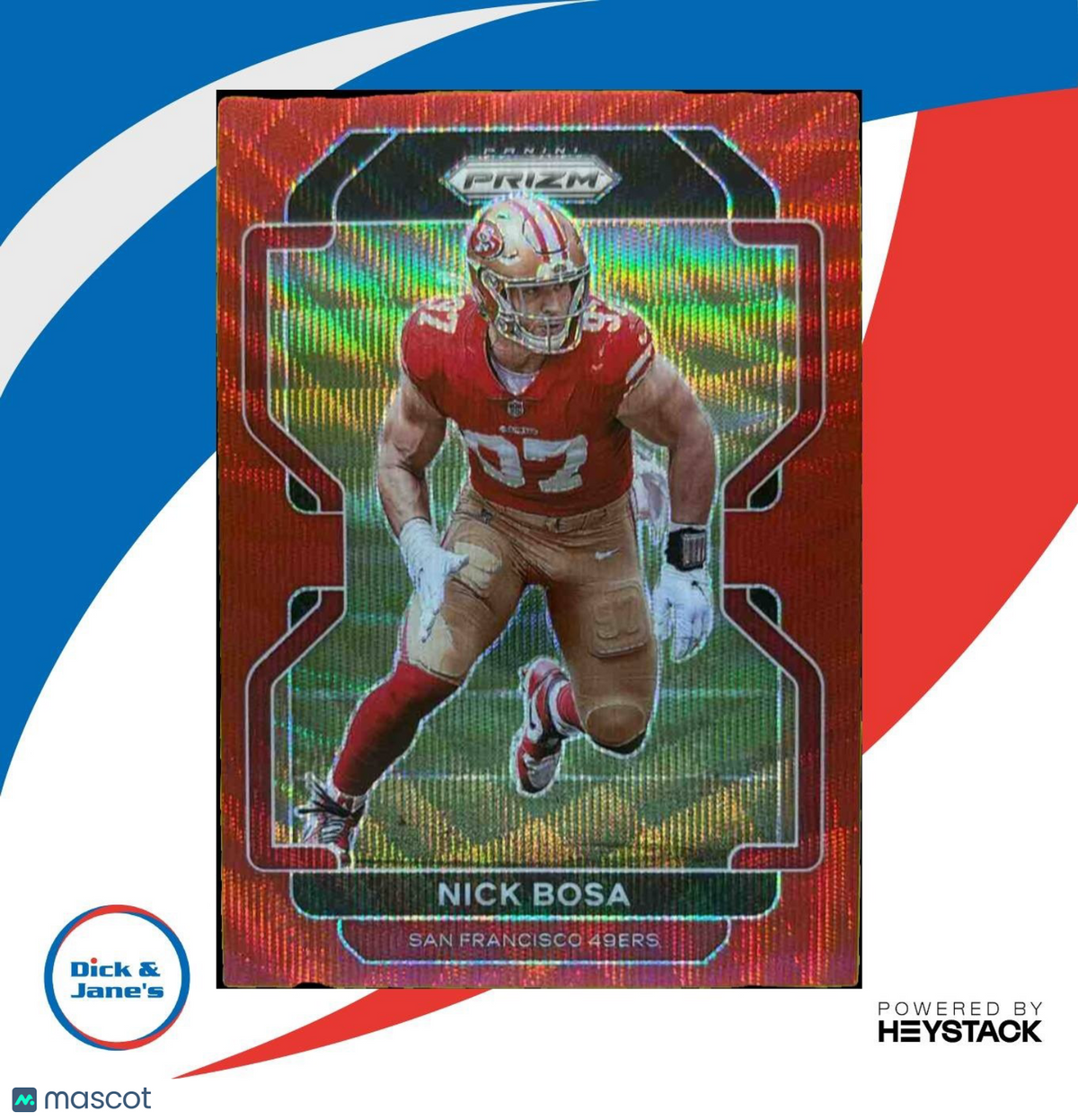 2021 Panini Prizm Nick Bosa Red Wave 66/149 #58 San Francisco 49ers