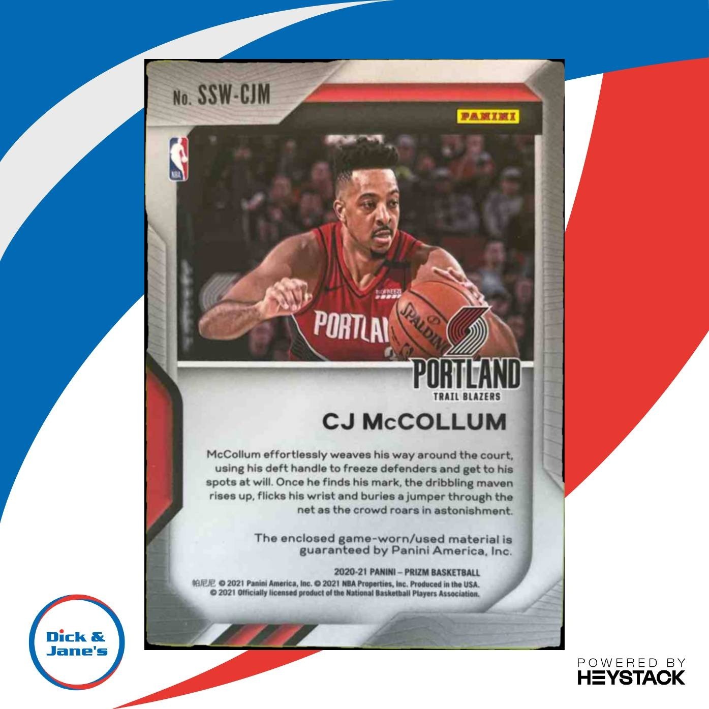 2020-21 Panini Prizm CJ McCollum Sensational Swatches MEM Portland Trail Blazers