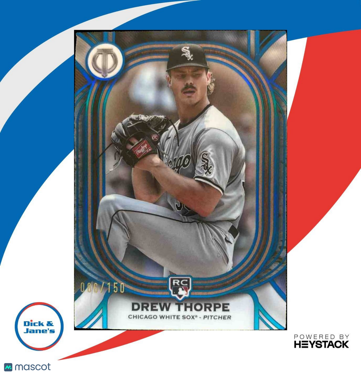 2025 Topps Tribute Drew Thorpe Blue 86/150 #84 RC Chicago White Sox