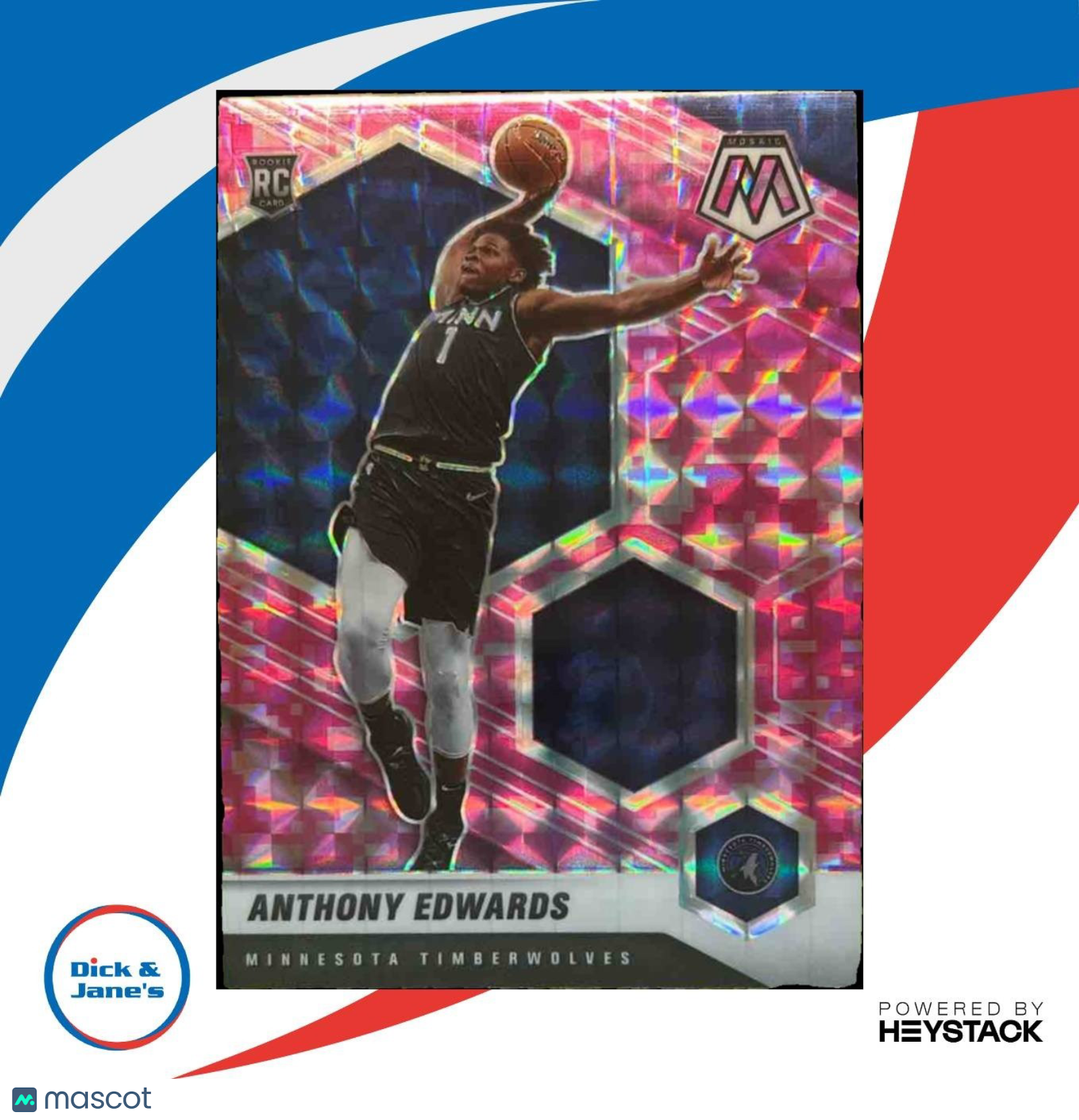 2020-21 Panini Mosaic Anthony Edwards Camo Pink #201 RC Minnesota Timberwolves