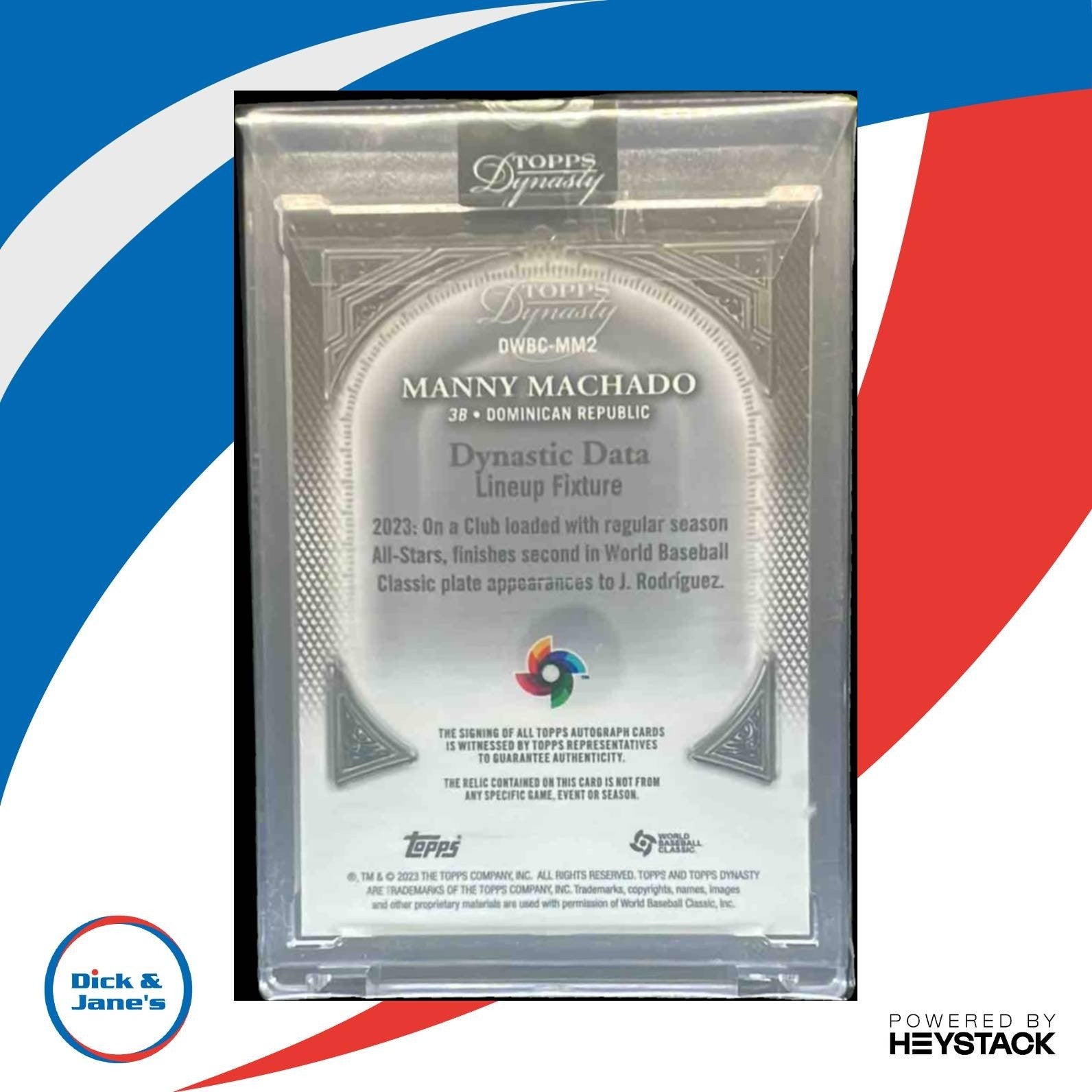 2023 Topps Dynasty Manny Machado World Baseball Classic Auto Patch 10/10