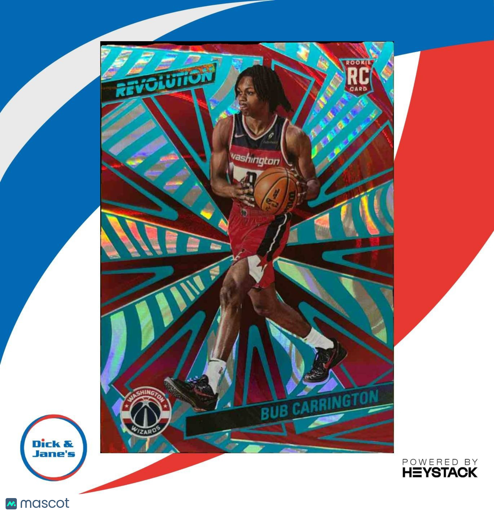 2024-25 Panini Revolution Bub Carrington Teal Swirl /49 #121 RC Wizards
