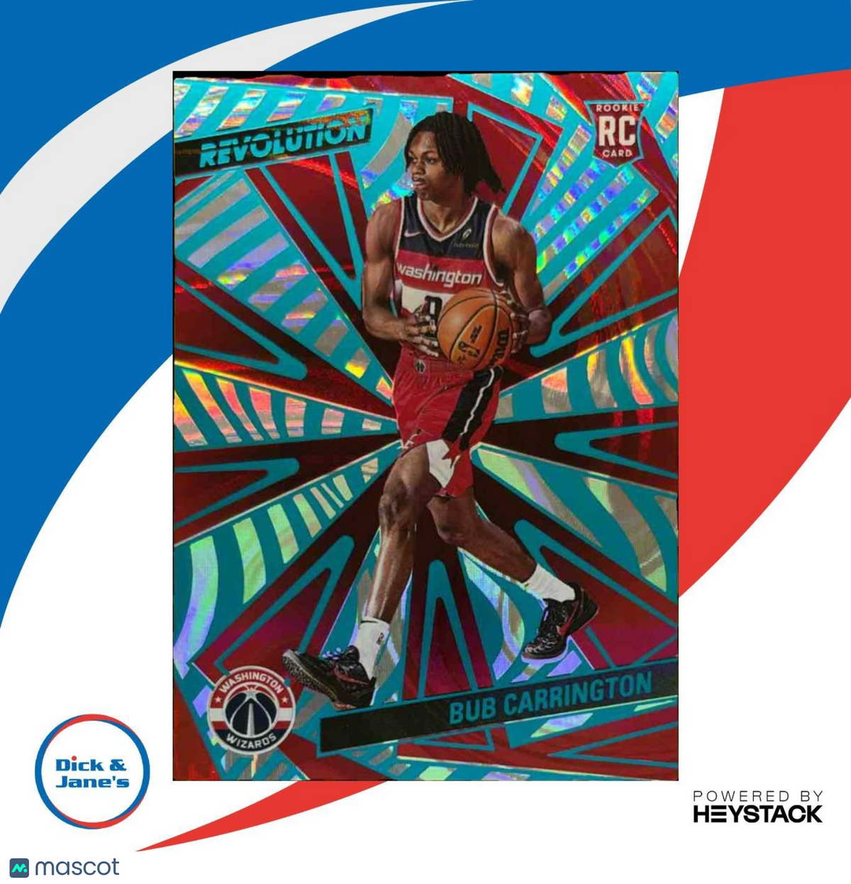 2024-25 Panini Revolution Bub Carrington Teal Swirl /49 #121 RC Wizards