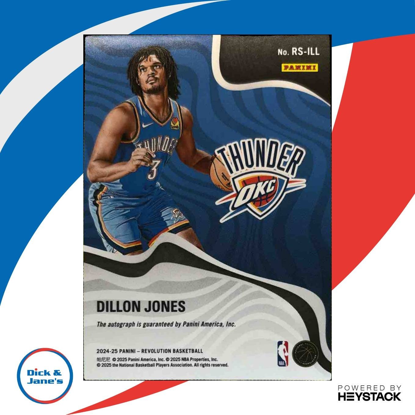 2024-25 Panini Revolution Dillon Jones Signatures RC Auto Oklahoma City Thunder