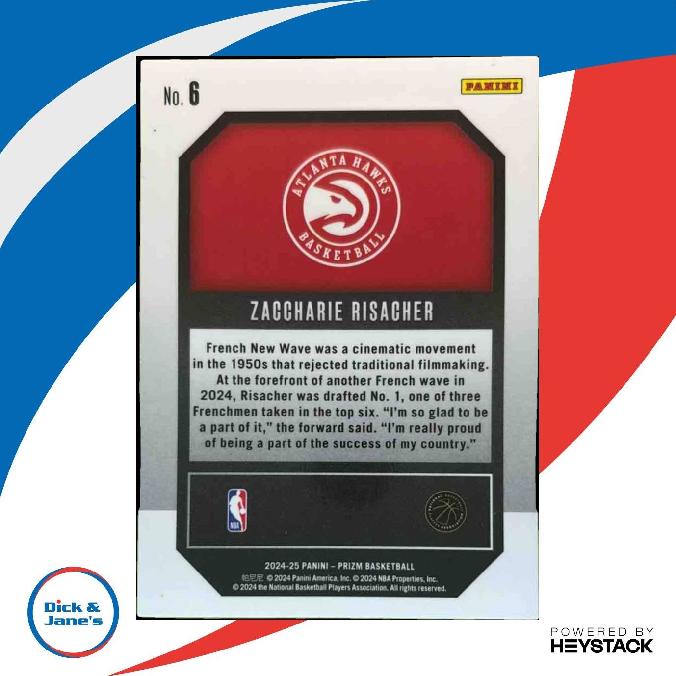 2024-25 Panini Prizm Zaccharie Risacher Emergent #6 RC Atlanta Hawks