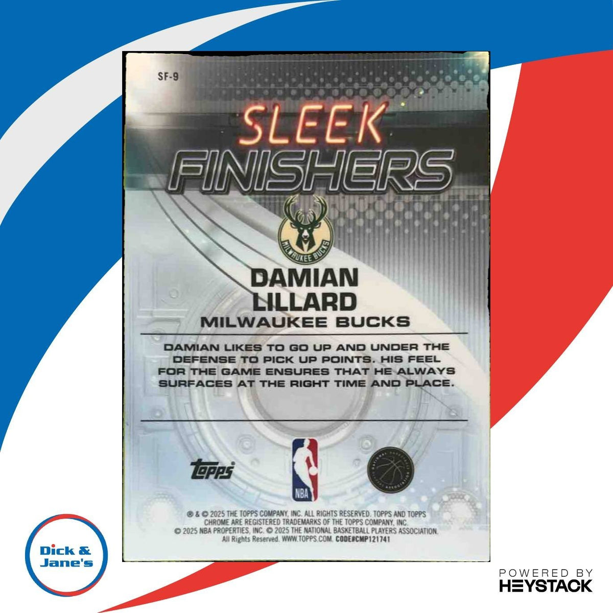 2025-26 Topps Chrome Damian Lillard Sleek Finishers Geometric Purple /75 Bucks