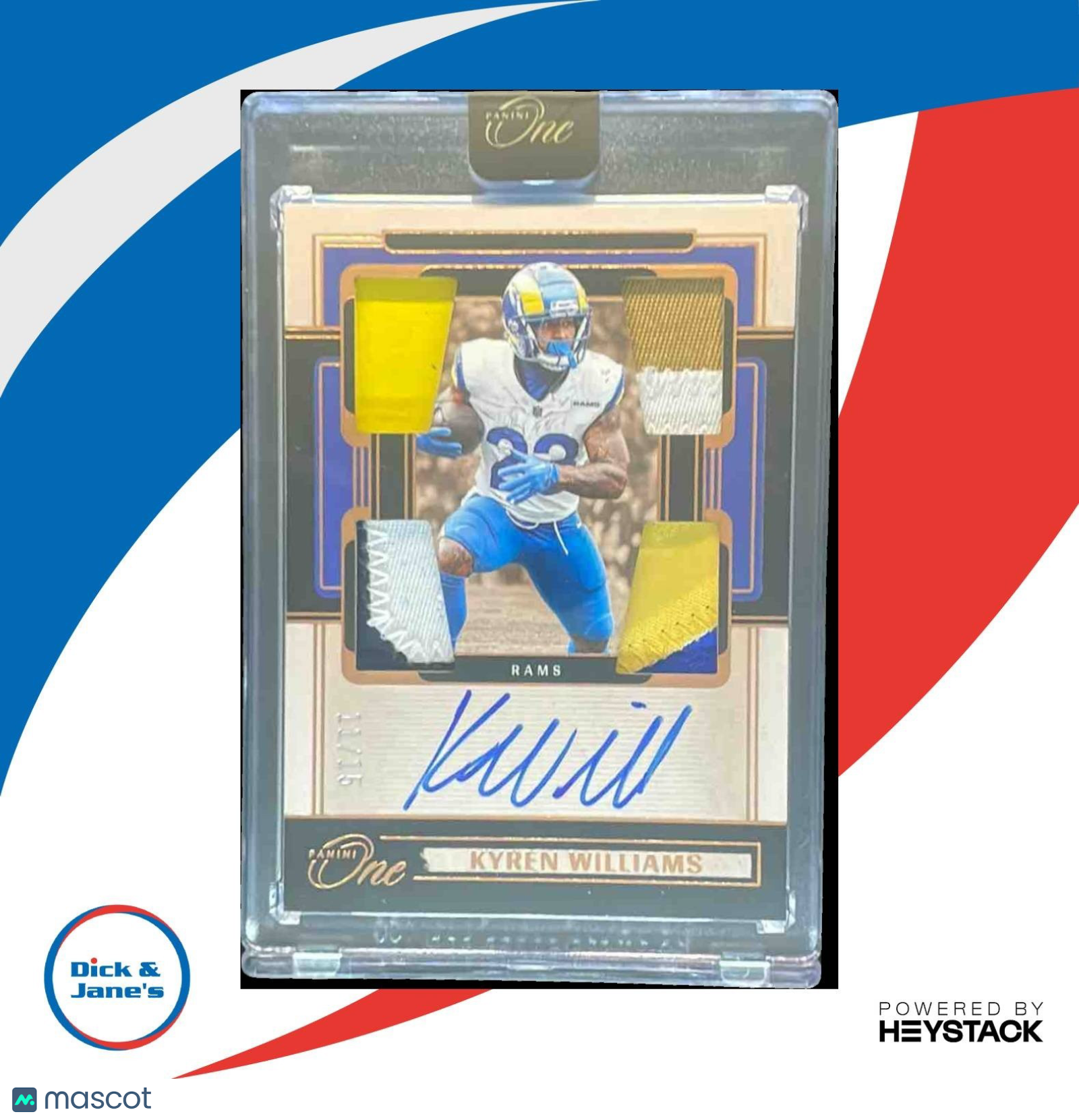 2024 Panini One Kyren Williams Quad Patch Auto Bronze 11/15 #65 Los Angeles Rams