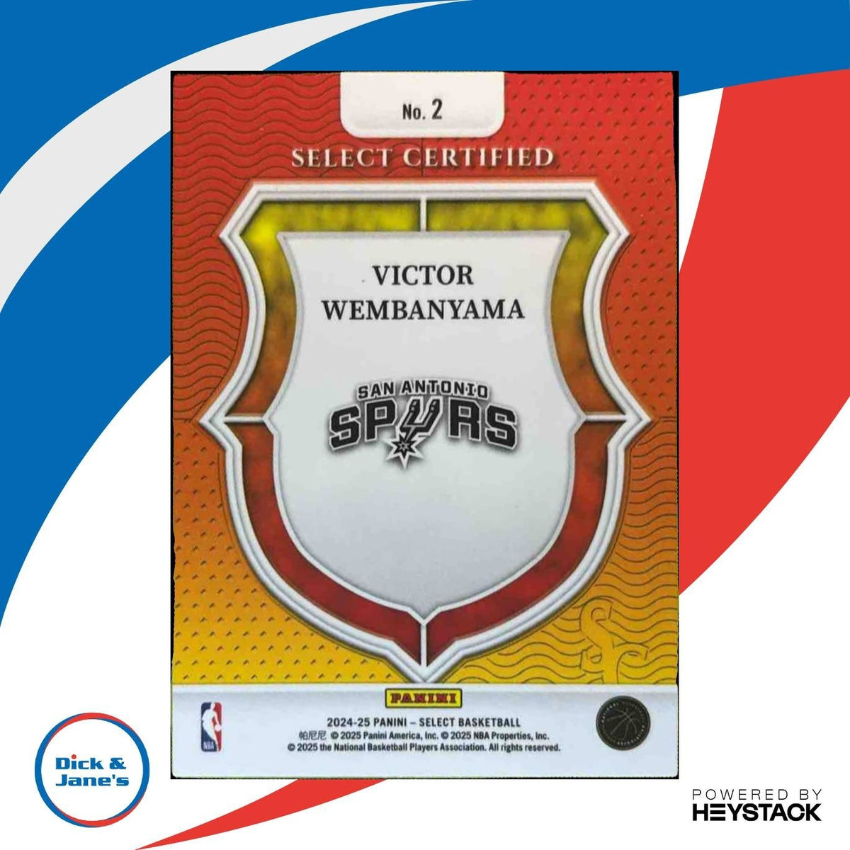 2024-25 Panini Select Victor Wembanyama Certified #2 San Antonio Spurs