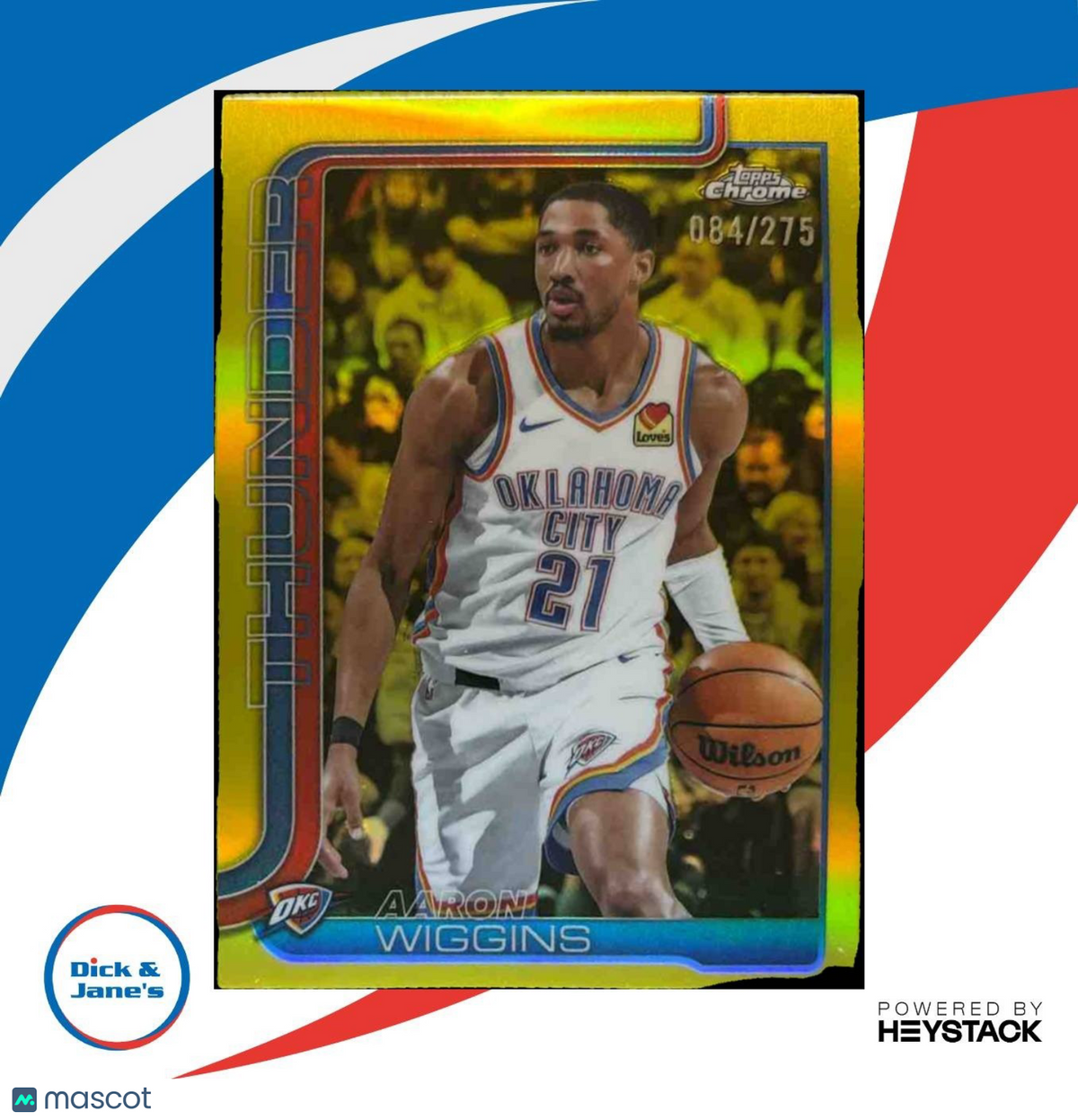 2025-26 Topps Chrome Aaron Wiggins Yellow /275 #196 Oklahoma City Thunder