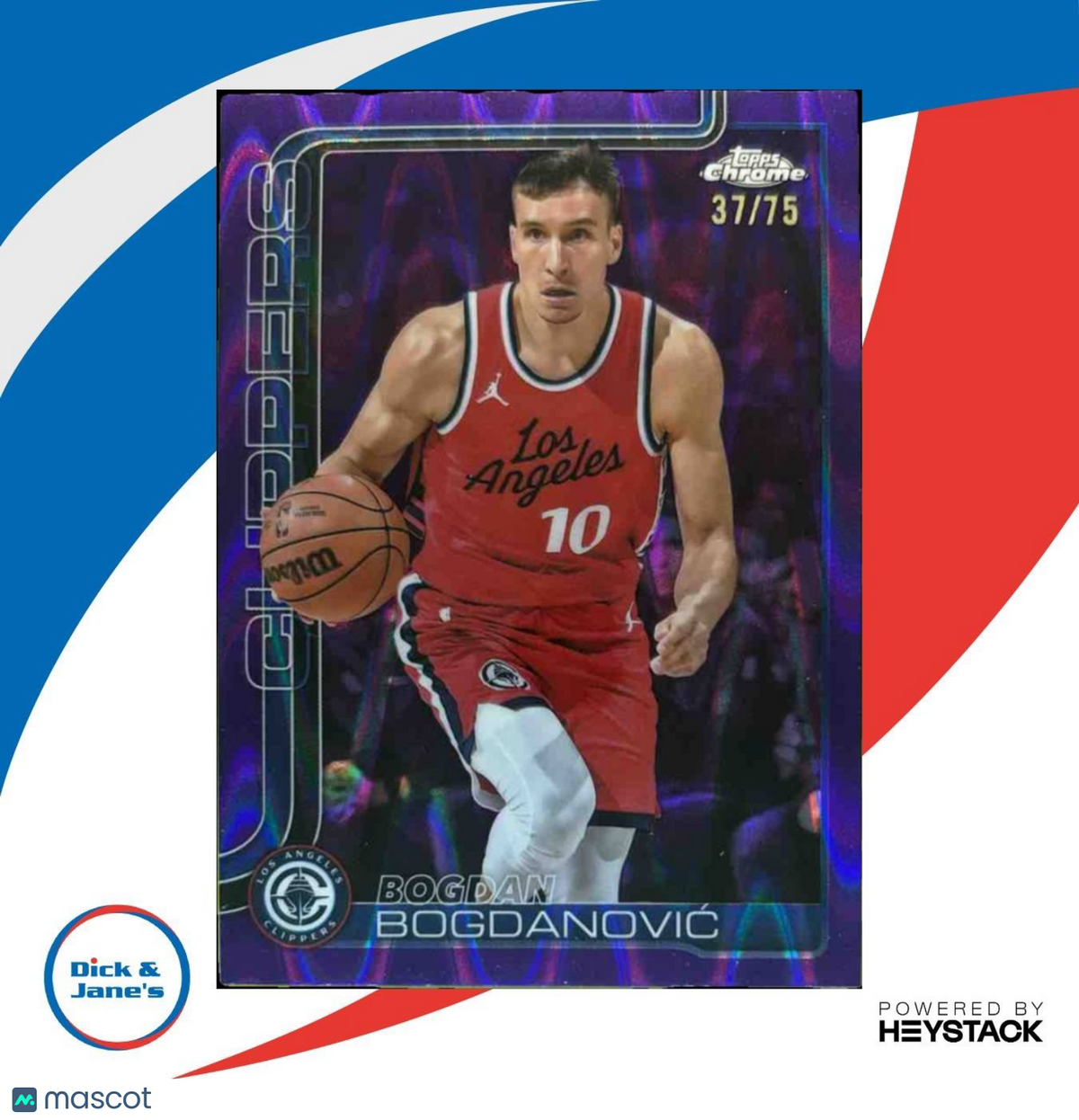 2025-26 Topps Chrome Bogdan Bogdanovic Purple Wave /75 #92 Los Angeles Clippers