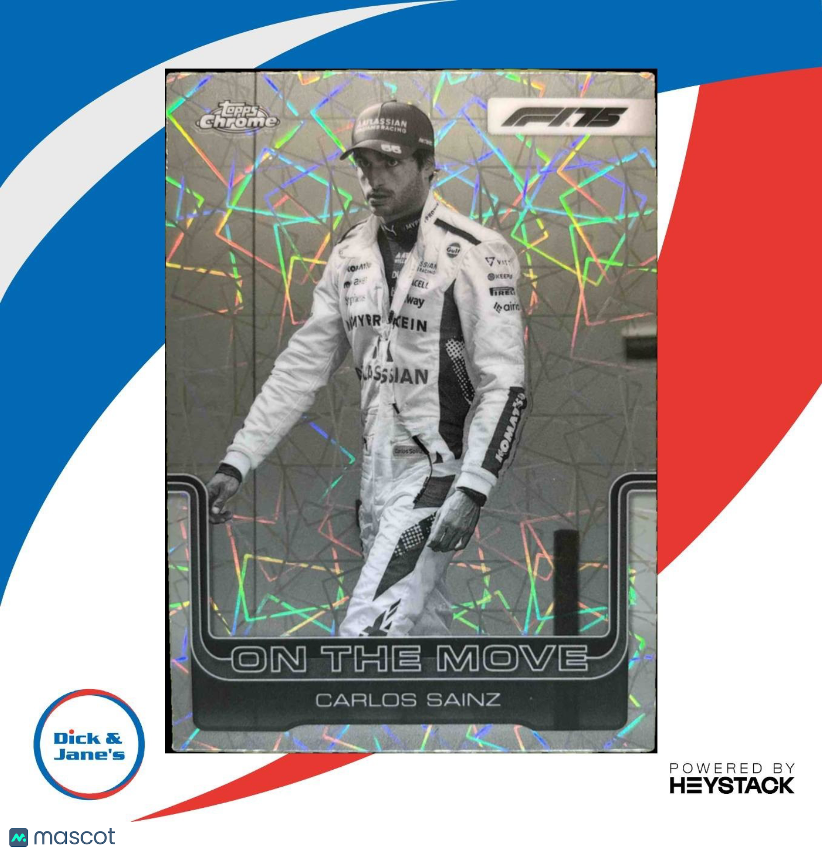 2025 Topps Chrome Formula 1 Carlos Sainz B&W Lazer Refractor #189