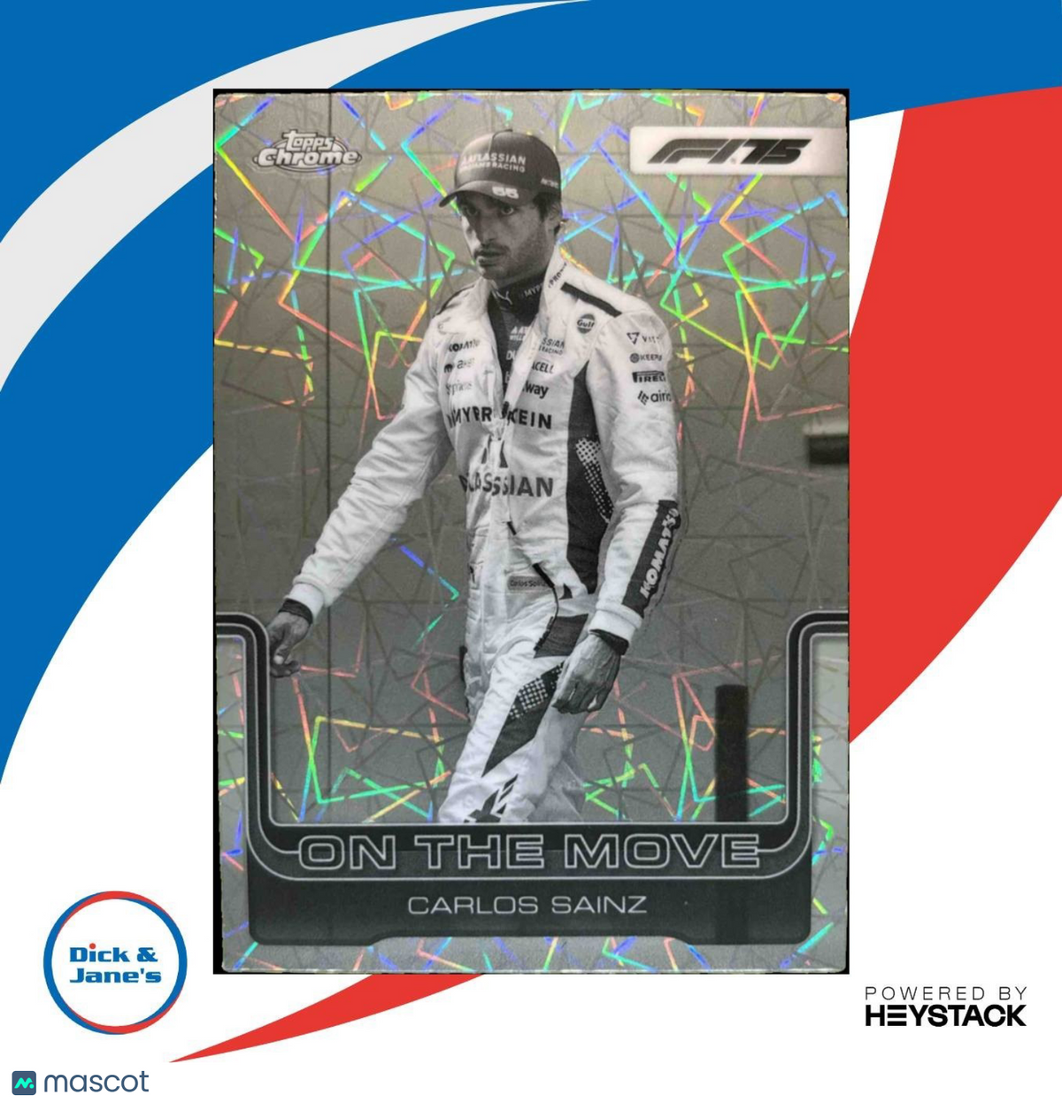 2025 Topps Chrome Formula 1 Carlos Sainz B&W Lazer Refractor #189