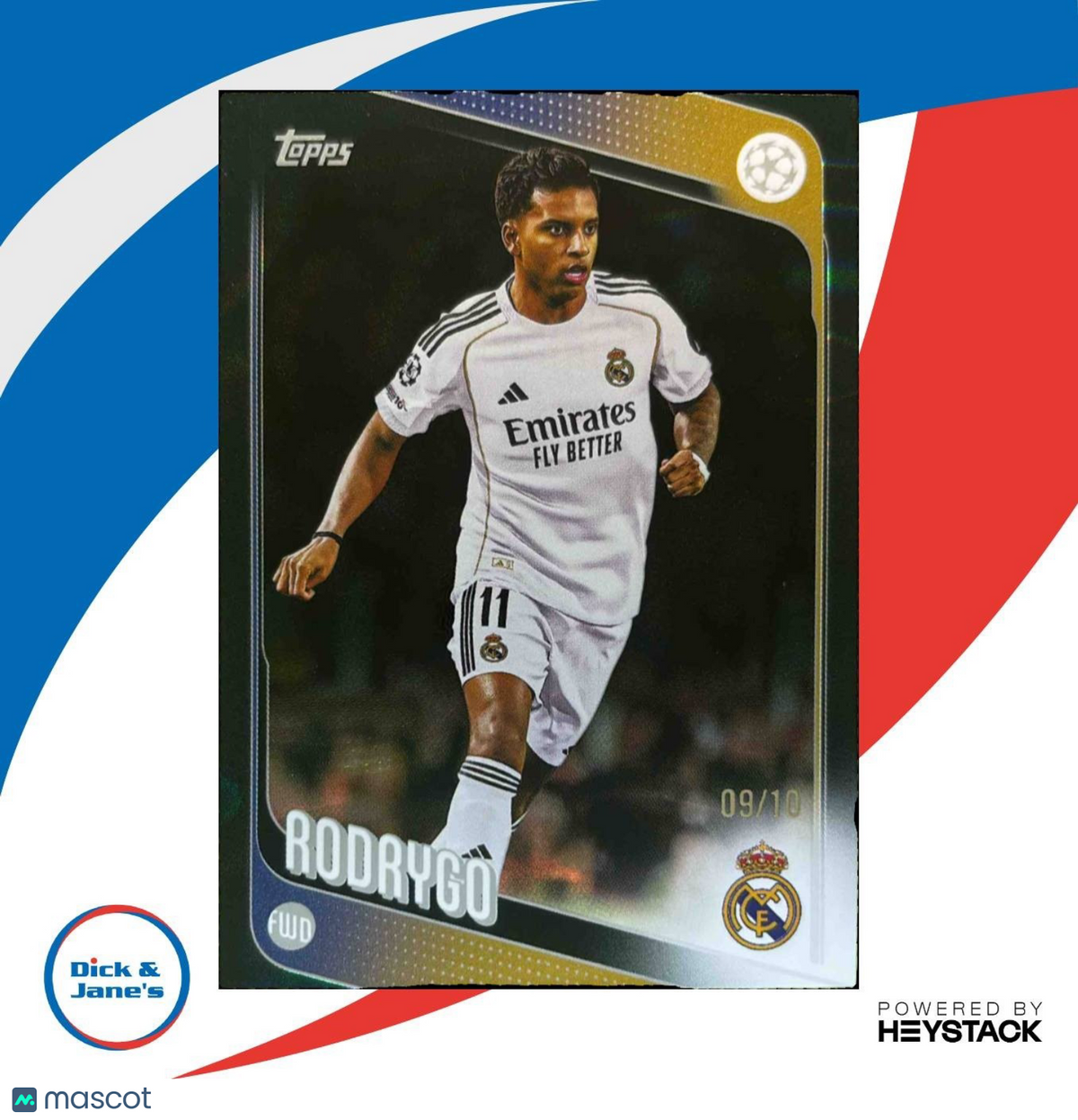 2025-26 Topps UEFA Club Competitions Rodrygo Black /10 #102 Real Madrid C.F.