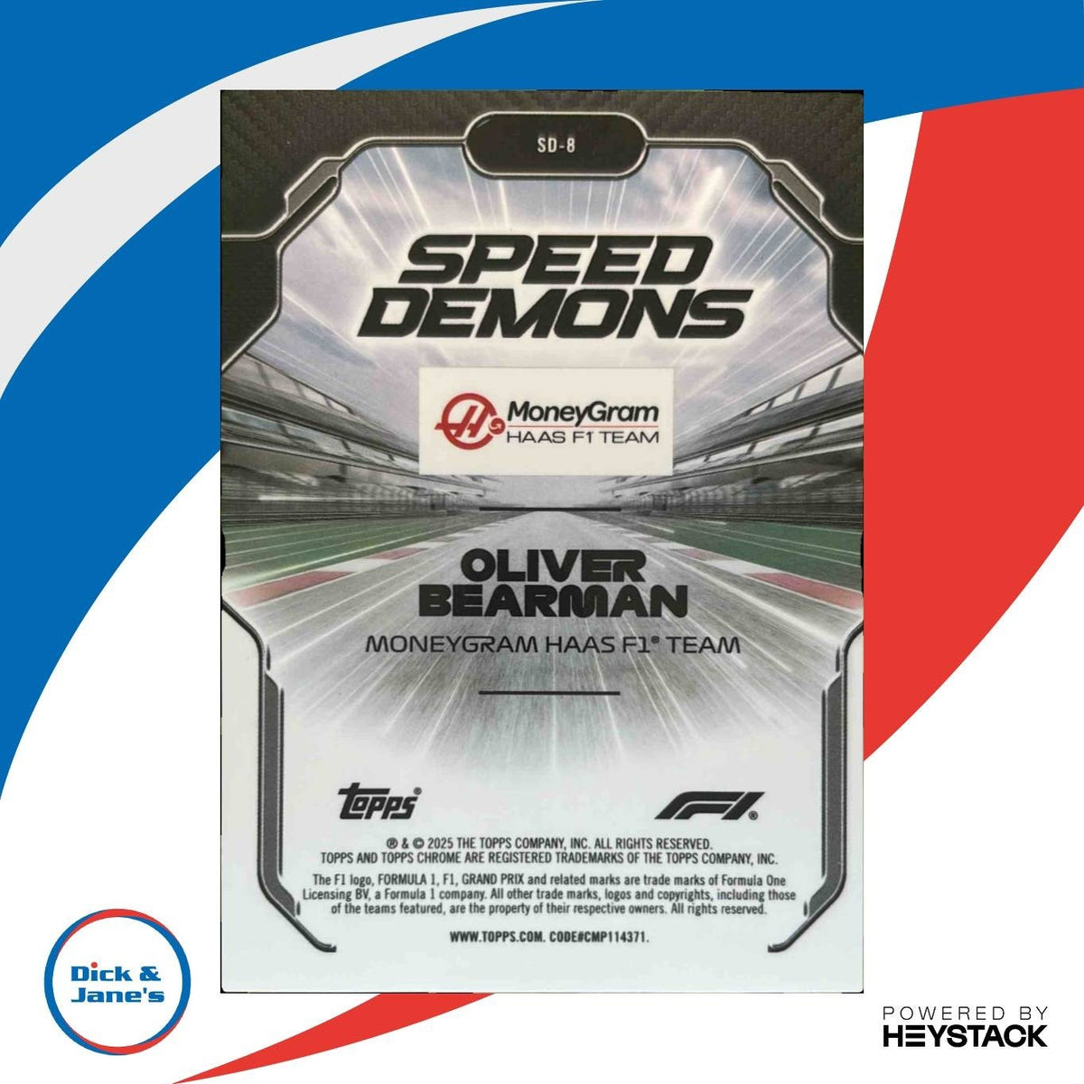 2025 Topps Chrome Formula 1 Oliver Bearman Speed Demons #SD-8 RC