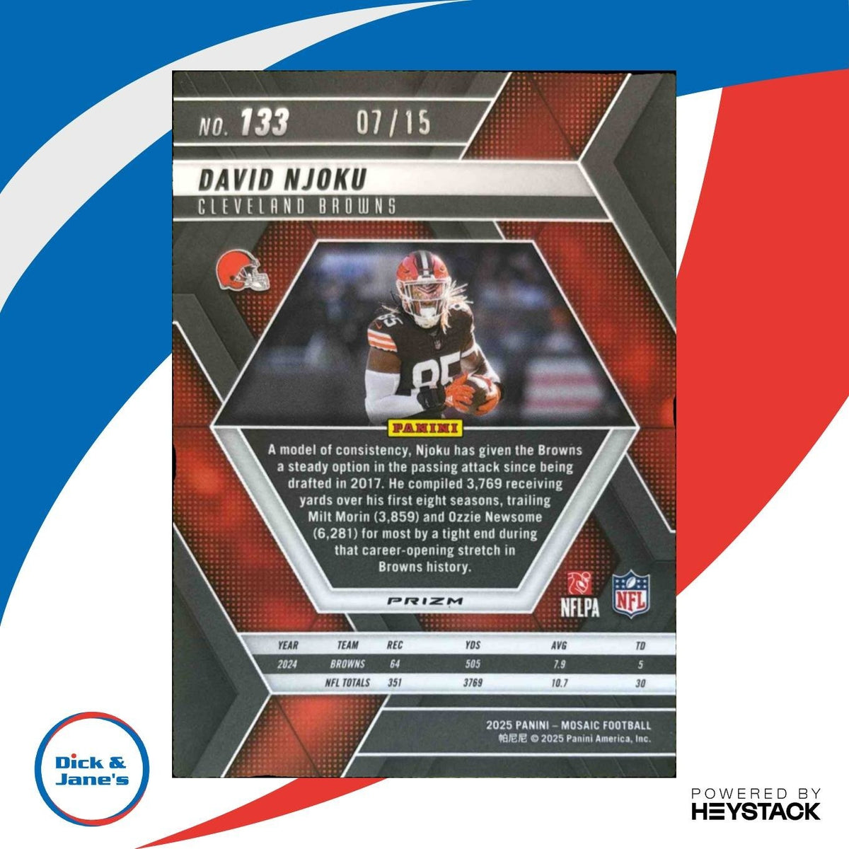 2025 Panini Mosaic David Njoku Tessellation Prizm 7/15 #133 Cleveland Browns