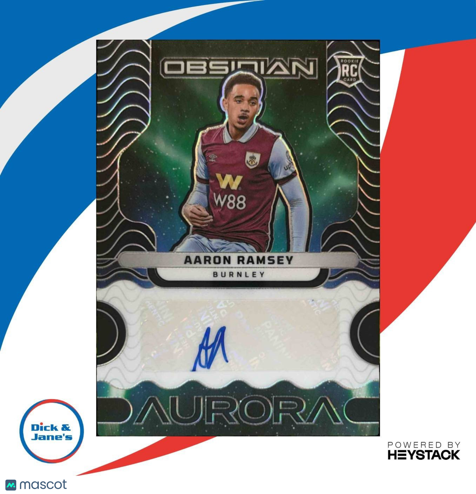 2023-24 Panini Obsidian Aaron Ramsey Aurora Auto 128/199 #AA-AR Burnley