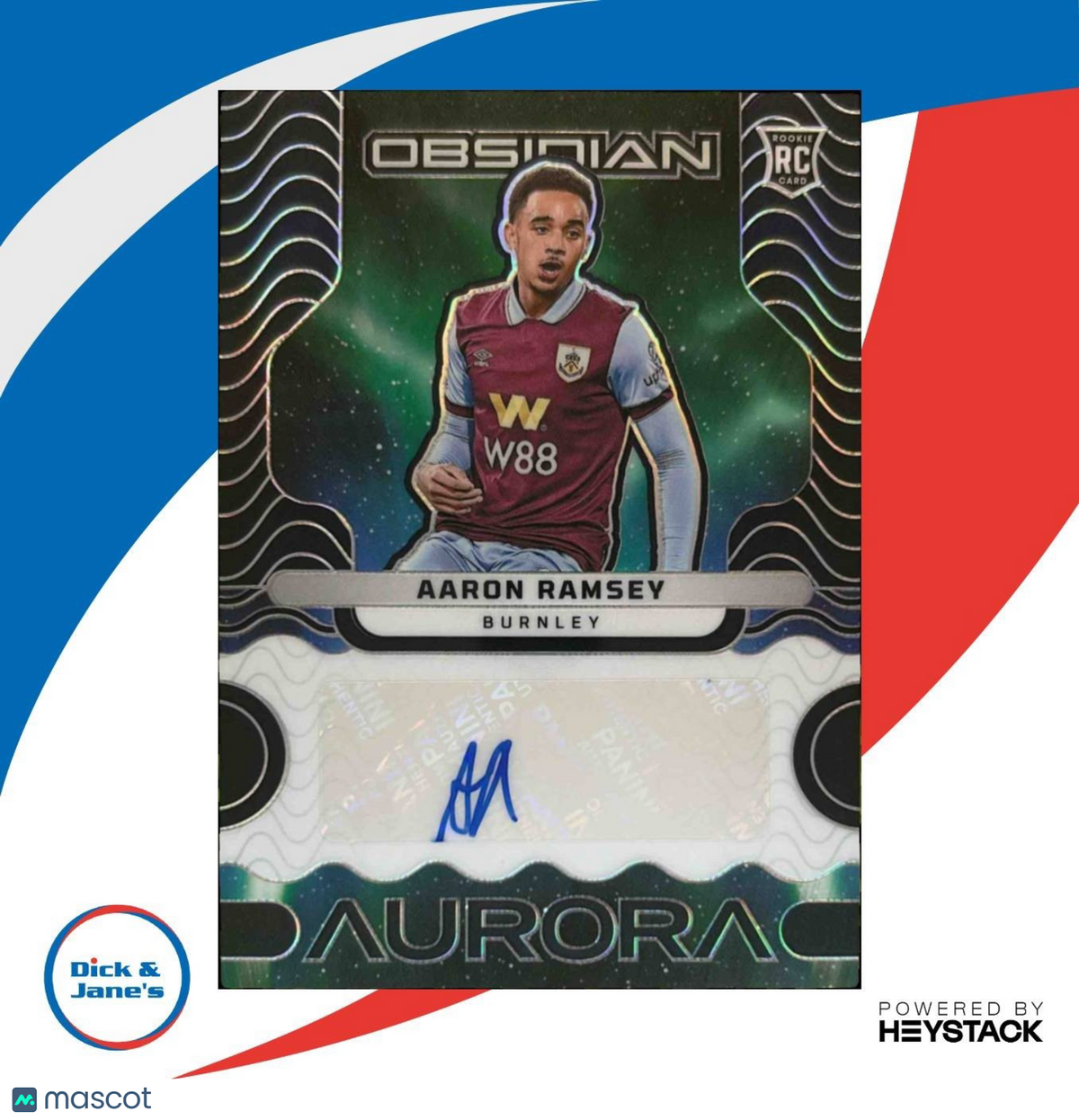 2023-24 Panini Obsidian Aaron Ramsey Aurora Auto 128/199 #AA-AR Burnley