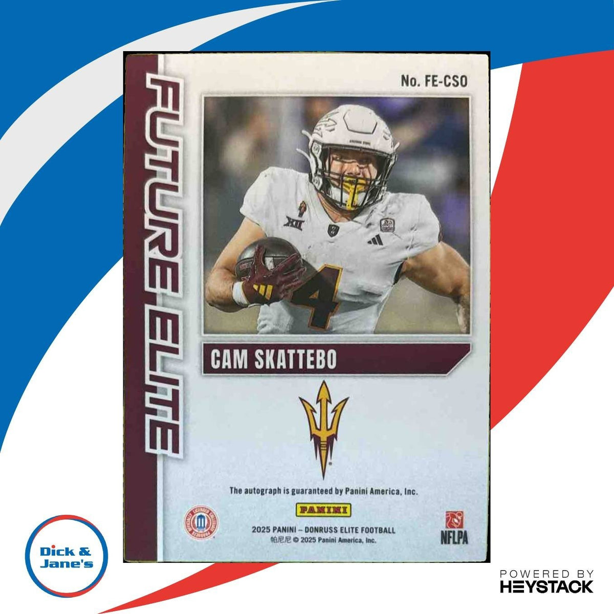 2025 Panini Donruss Elite Cam Skattebo Future NIL Auto Purple 11/99 #FE-CSO