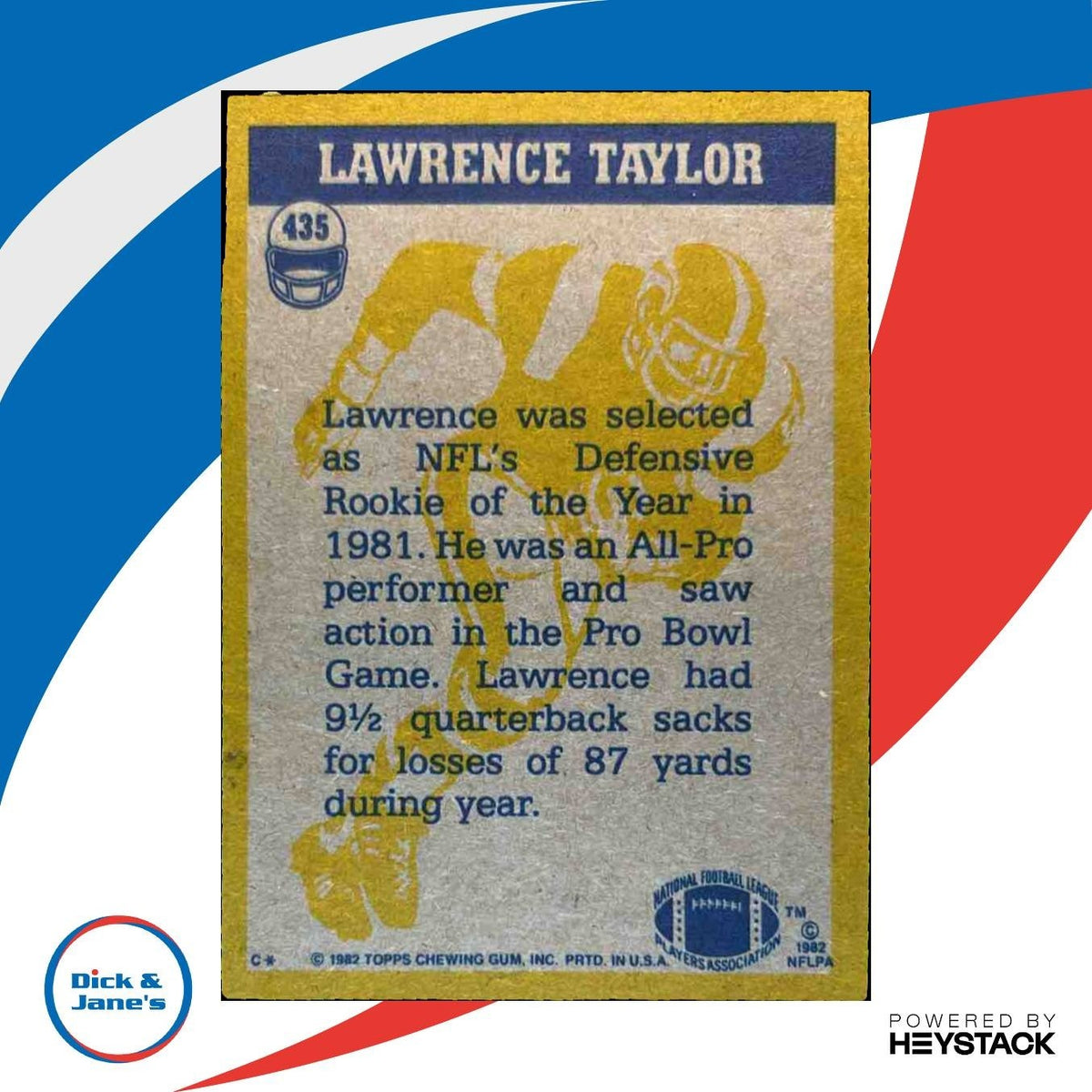 1982 Topps Lawrence Taylor #435 RC New York Giants