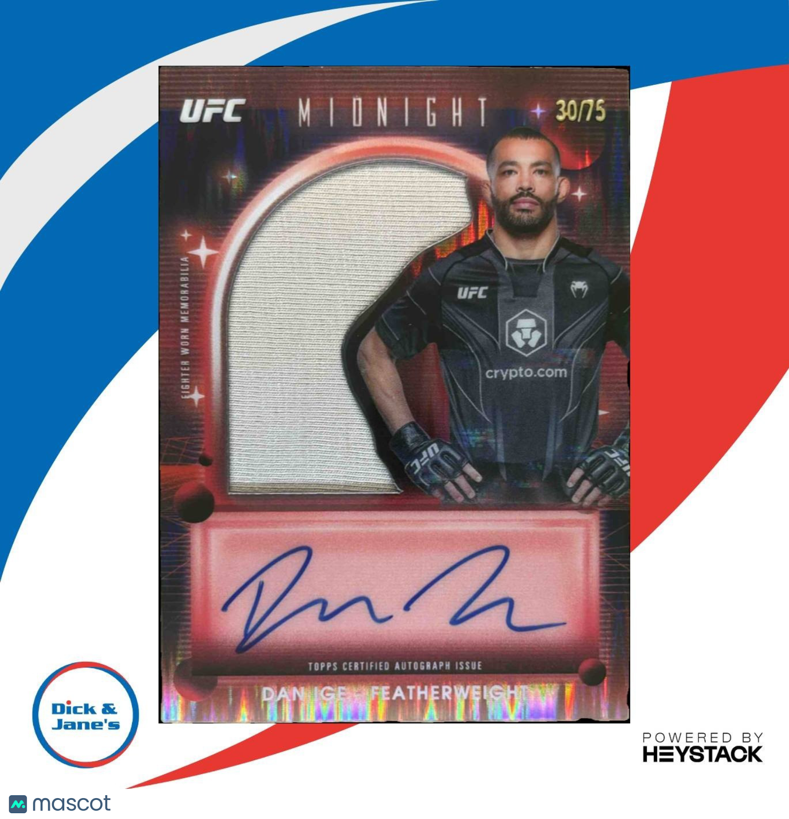 2025 Topps UFC Midnight Dan Ige Relic Auto Dusk /75