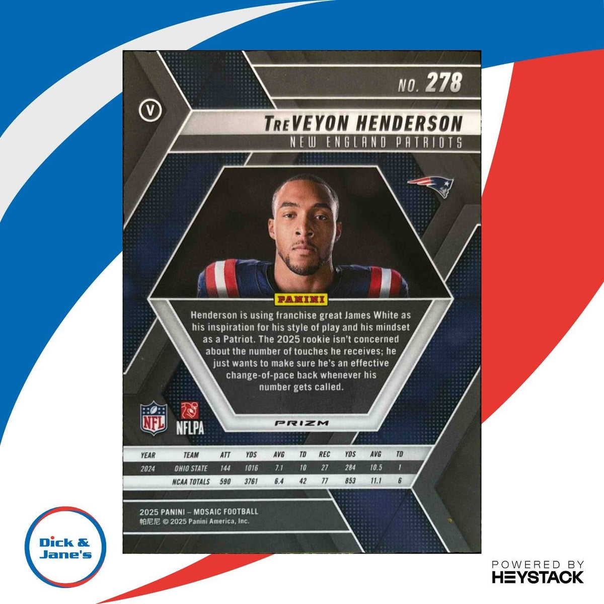 2025 Mosaic TreVeyon Henderson Rookie Variation Silver #278 RC Patriots