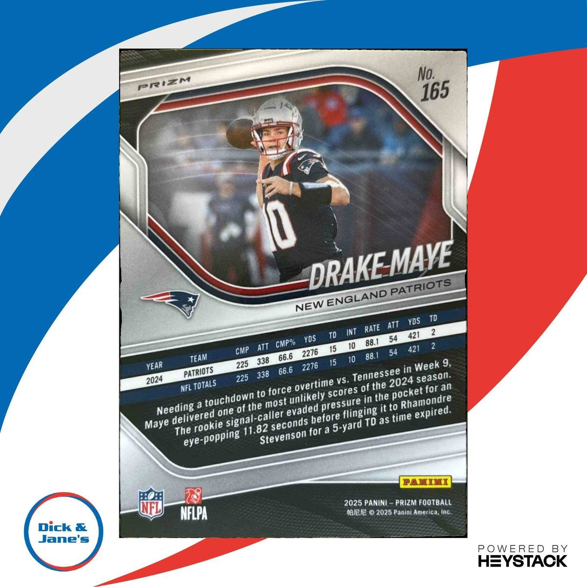 2025 Panini Prizm Drake Maye Orange Ice #165 New England Patriots
