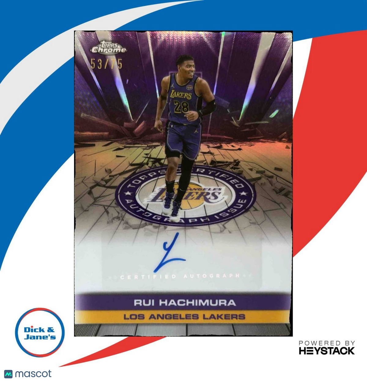 2025-26 Topps Chrome Rui Hachimura Certified Auto Issue Purple /75 Lakers