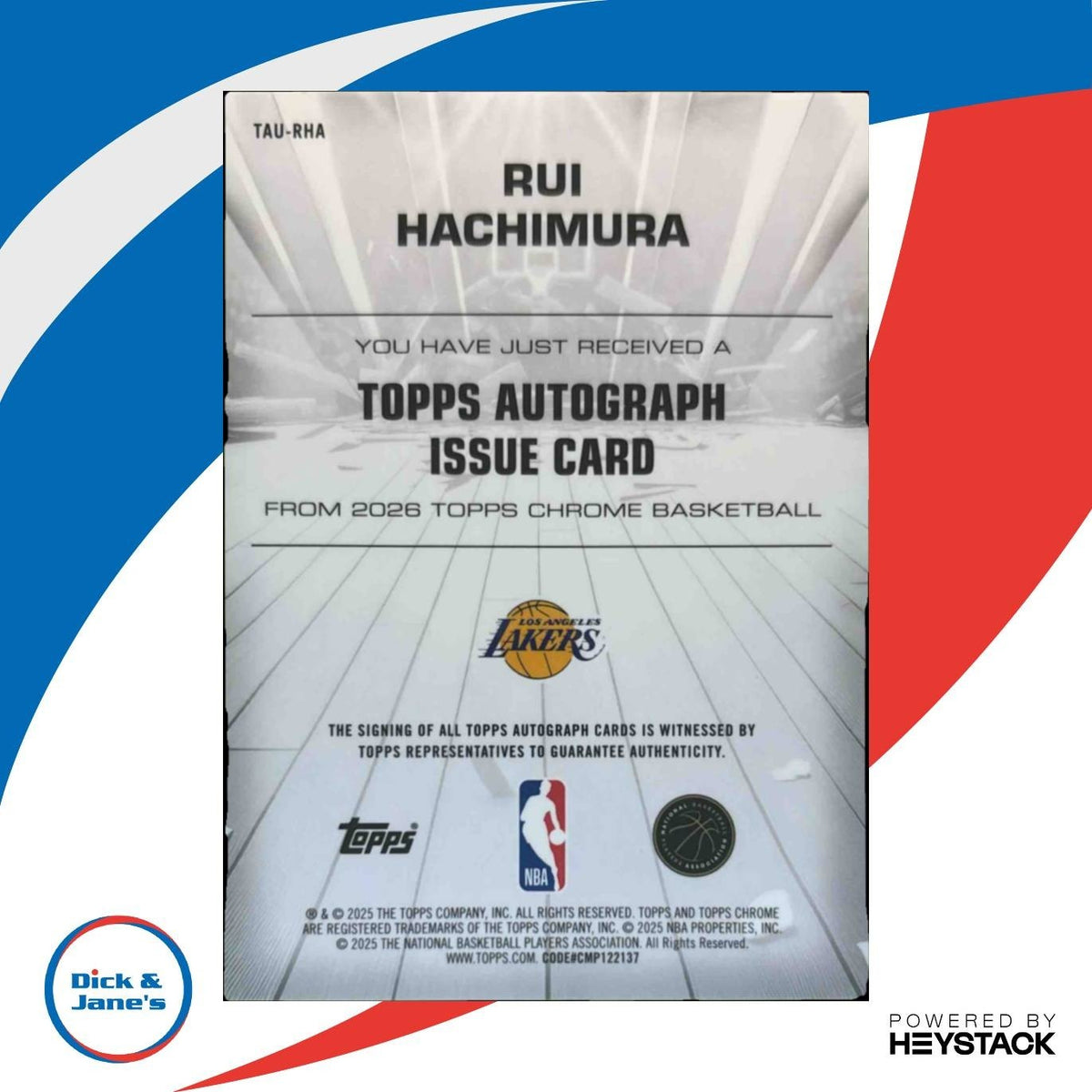 2025-26 Topps Chrome Rui Hachimura Certified Auto Issue Purple /75 Lakers