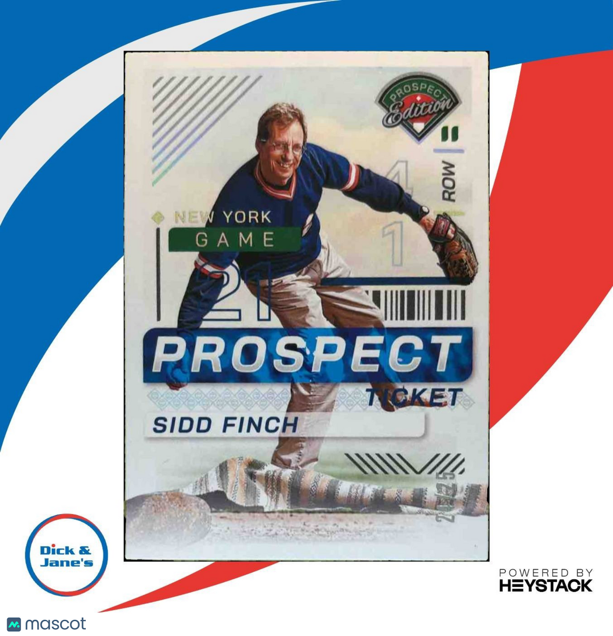 2024 Panini Prospect Edition Sidd Finch Ticket Holo Silver /25 #187 Mets