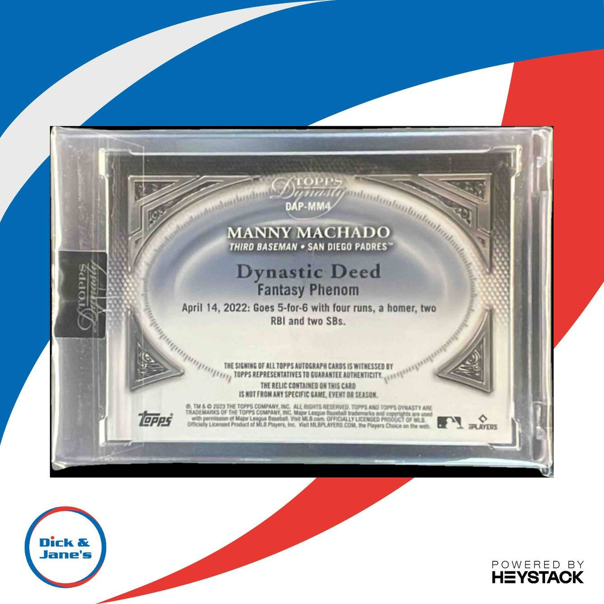 2023 Topps Dynasty Manny Machado Auto Patch Silver 2/5 #DAP-MM4 San Diego Padres