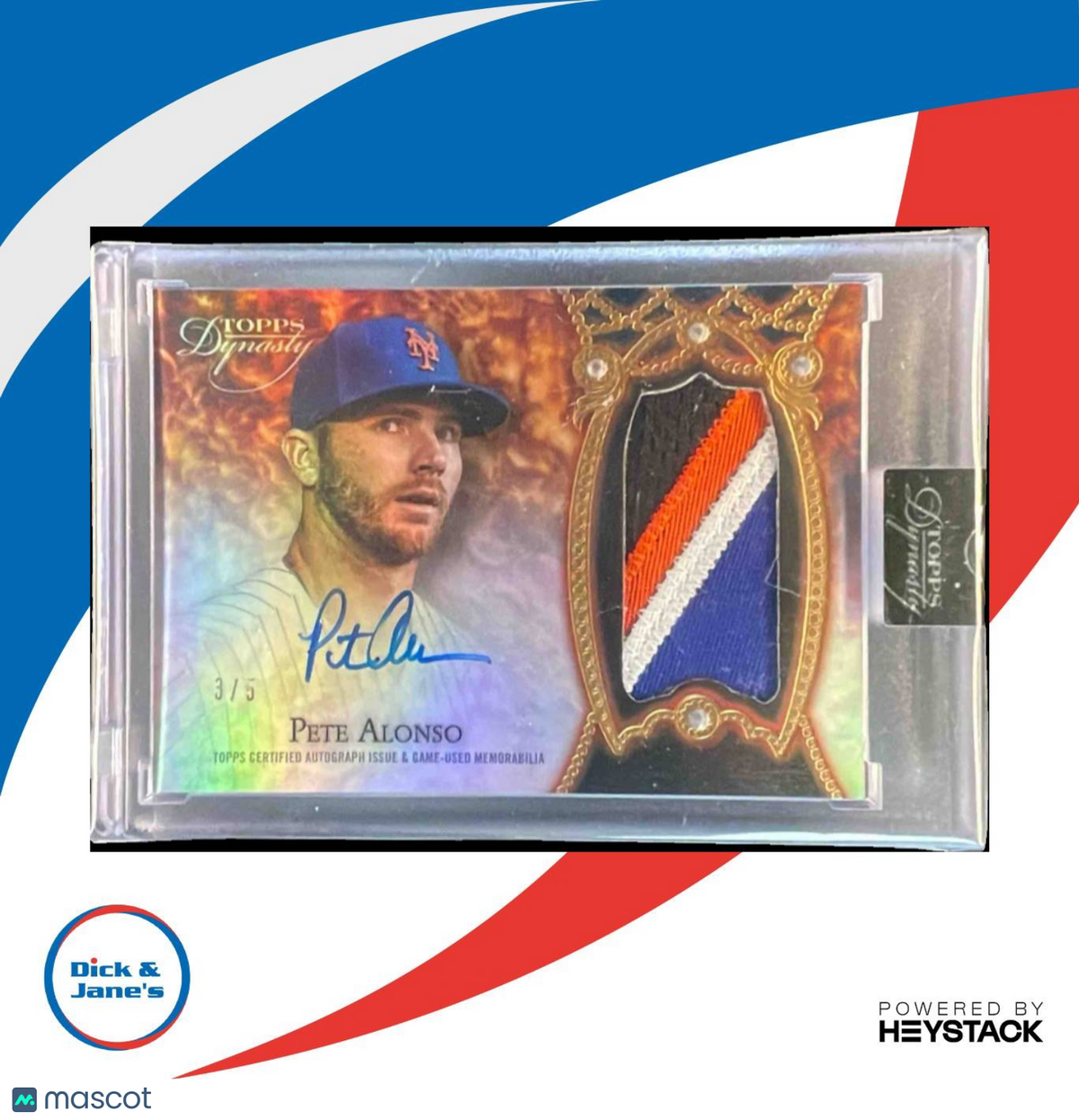 2022 Topps Dynasty Pete Alonso Auto Patch Black 3/5 #DAP-PA1 New York Mets