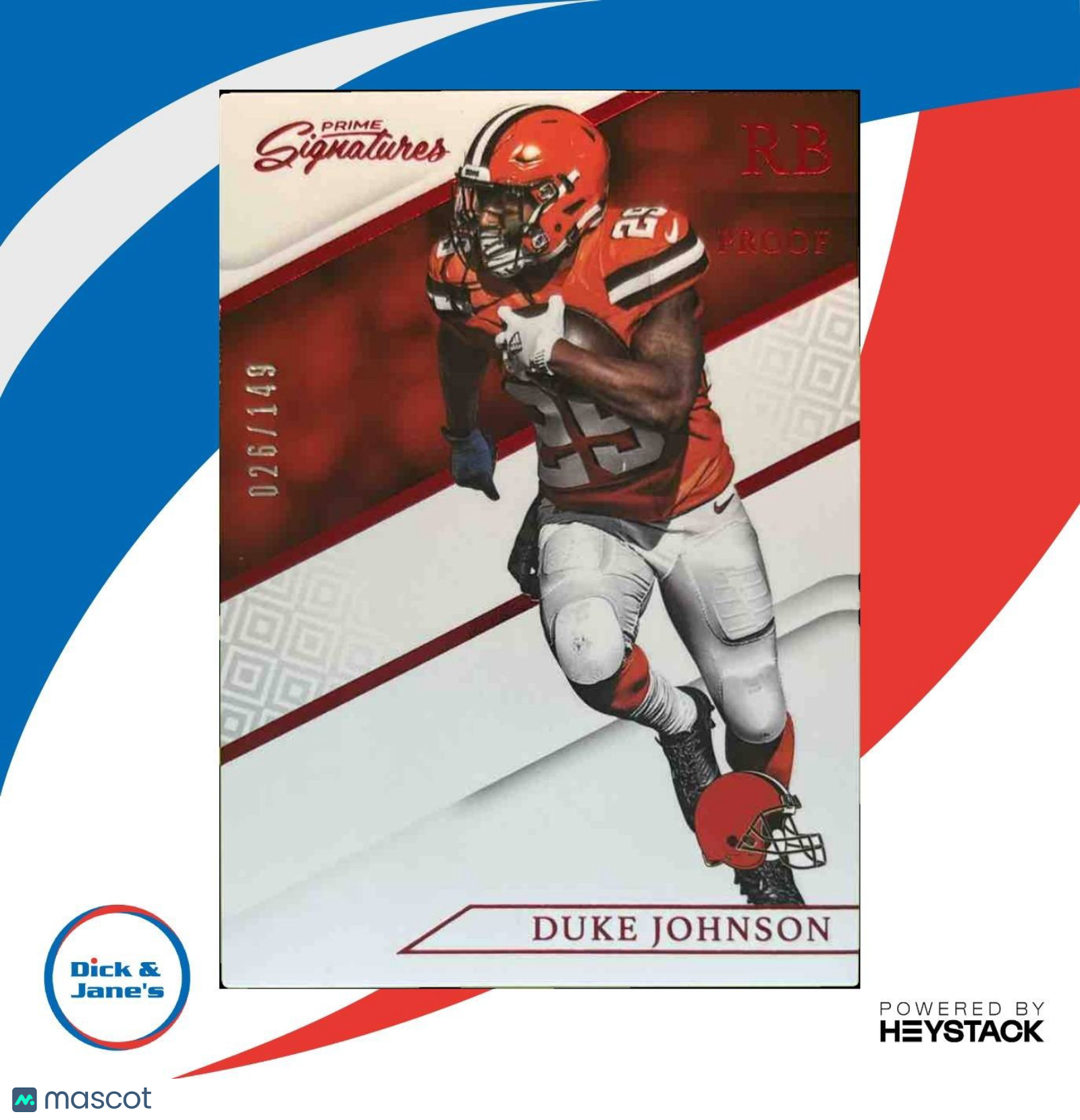 2016 Panini Prime Signatures Duke Johnson Proof Red /149 #103 Cleveland Browns