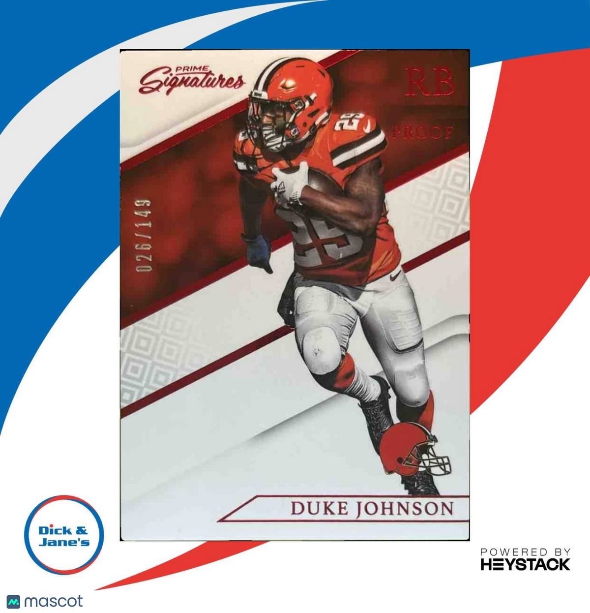 2016 Panini Prime Signatures Duke Johnson Proof Red /149 #103 Cleveland Browns