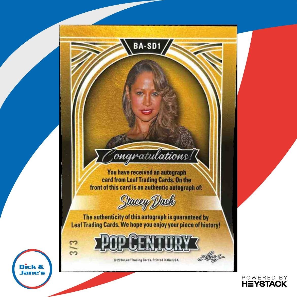 2024 Leaf Metal Pop Century Stacey Dash Auto Prismatic Black /3 #BA-SD1